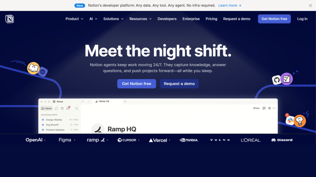 Notion AI front page website
