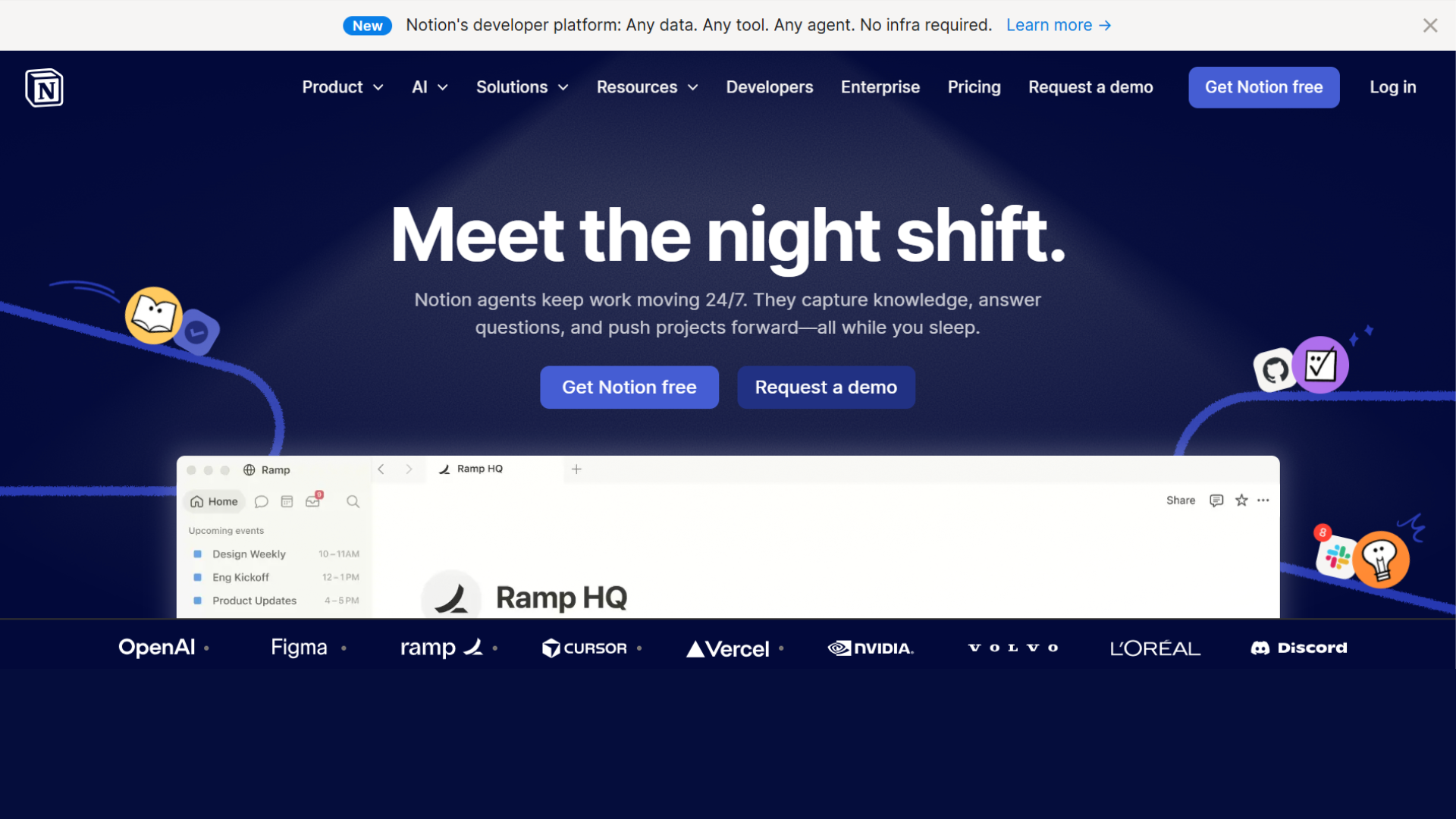 Notion AI front page website