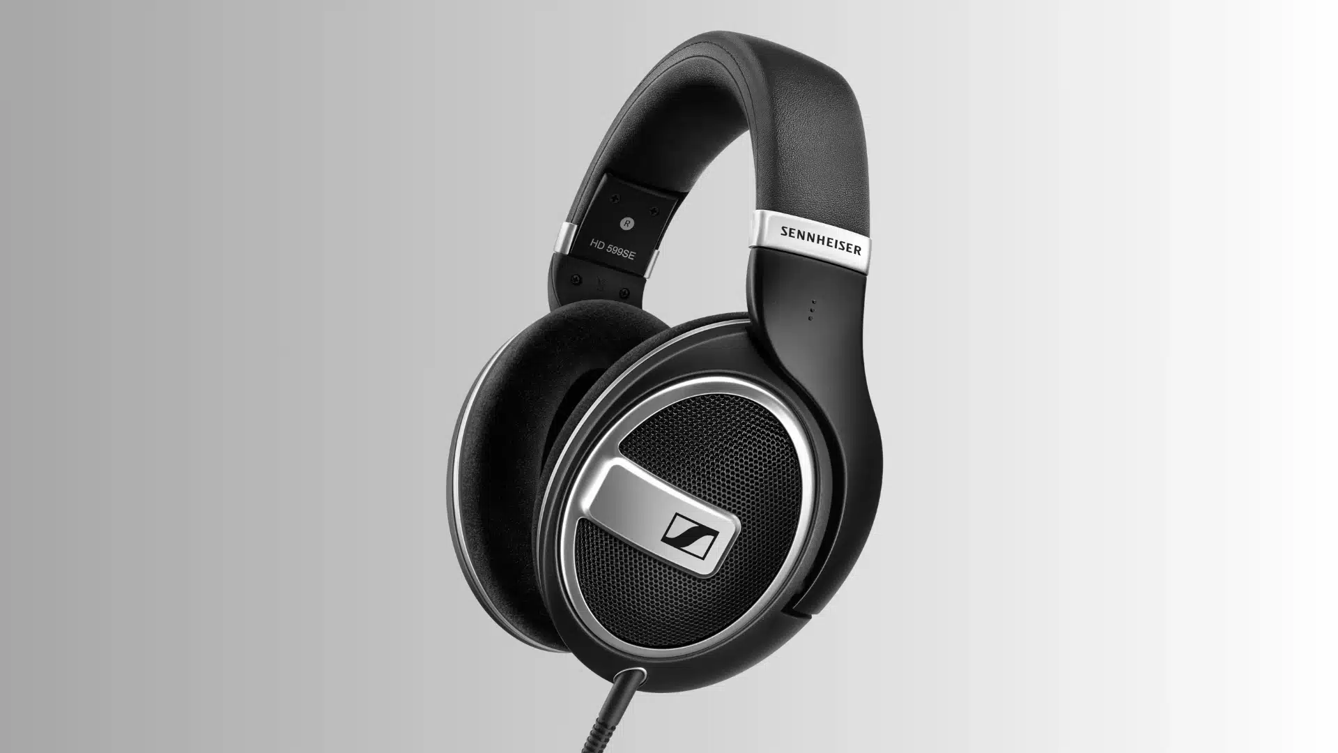 Sennheiser HD 599 open-back headphones with padded earcups, wired design, and premium listening comfort setup