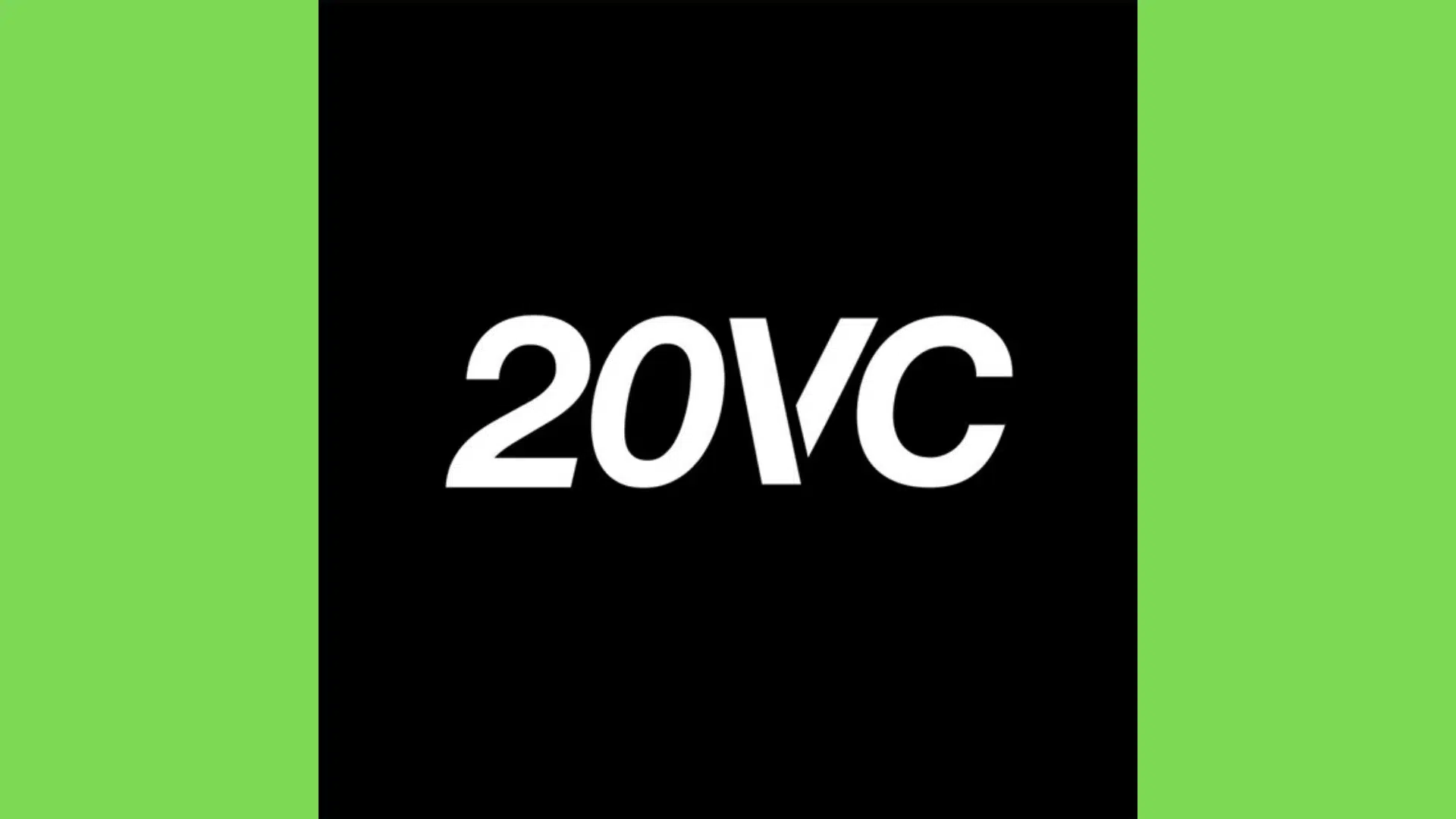 20VC podcast cover art with bold white logo on a black background