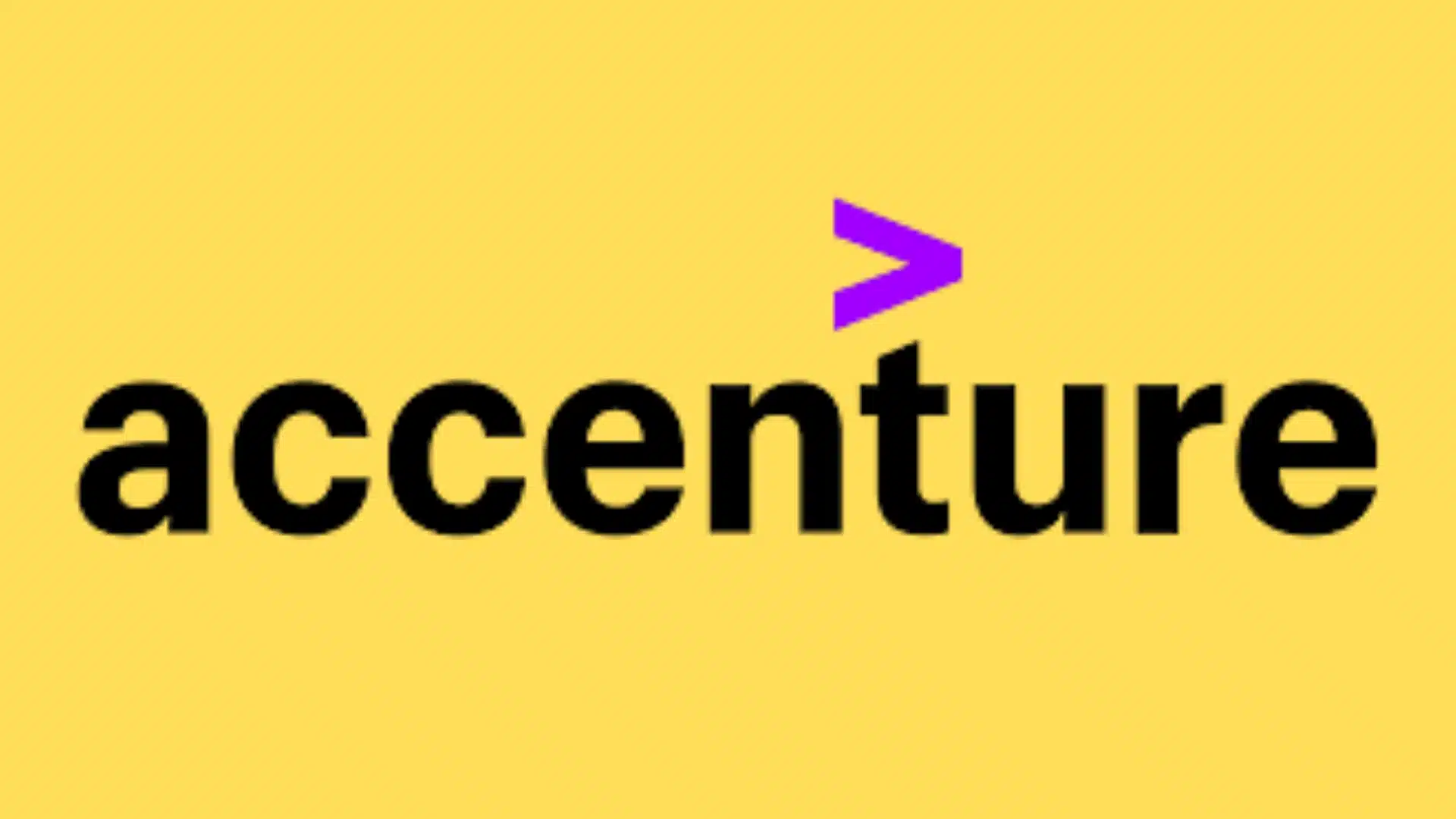 Accenture logo on a yellow background for cloud transformation company section