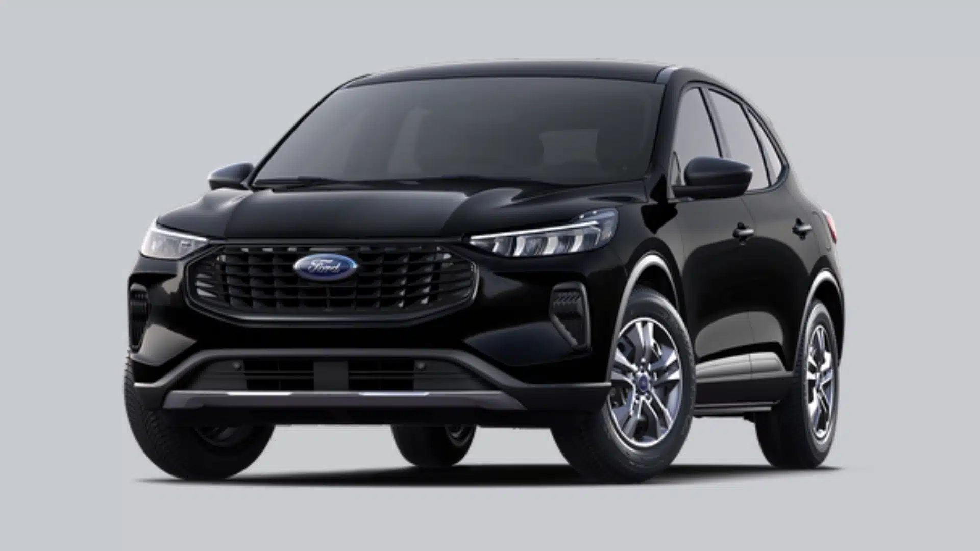 Black Ford Escape hybrid SUV with modern crossover styling on a clean gray studio background