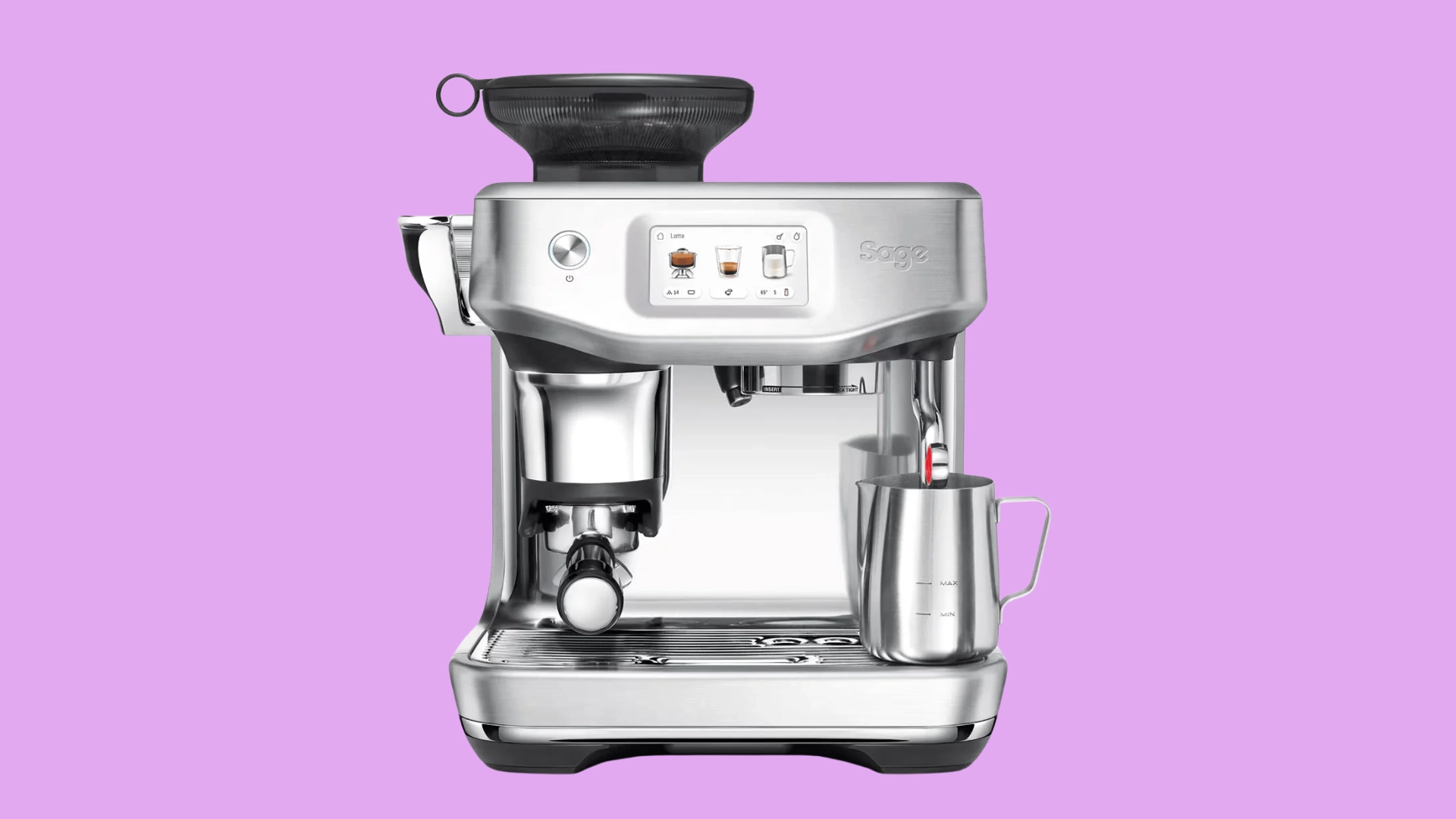 Breville Oracle Jet espresso machine with touchscreen display and built in milk frother system