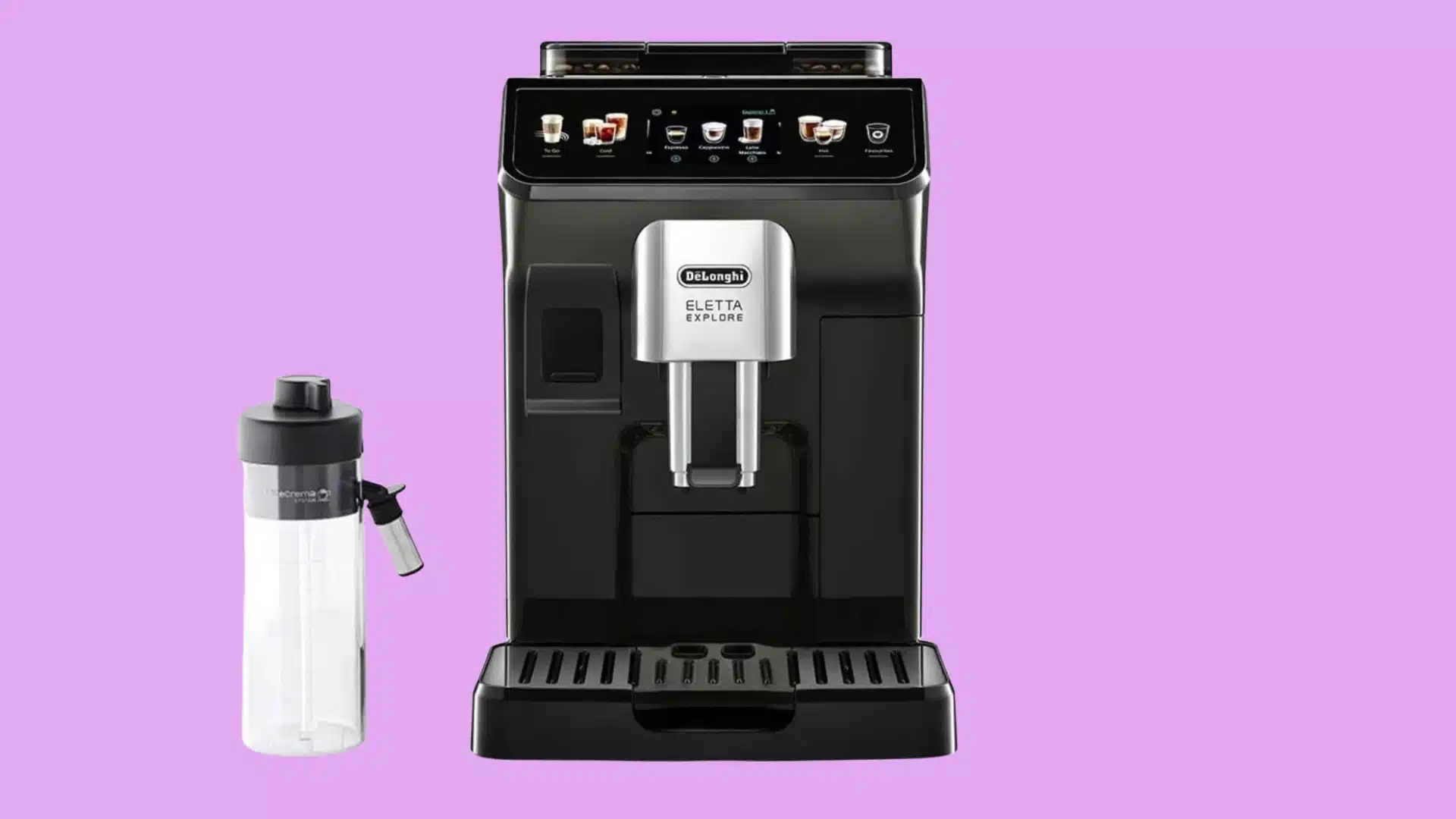 DeLonghi Eletta Explore automatic coffee machine with touchscreen and removable milk frother