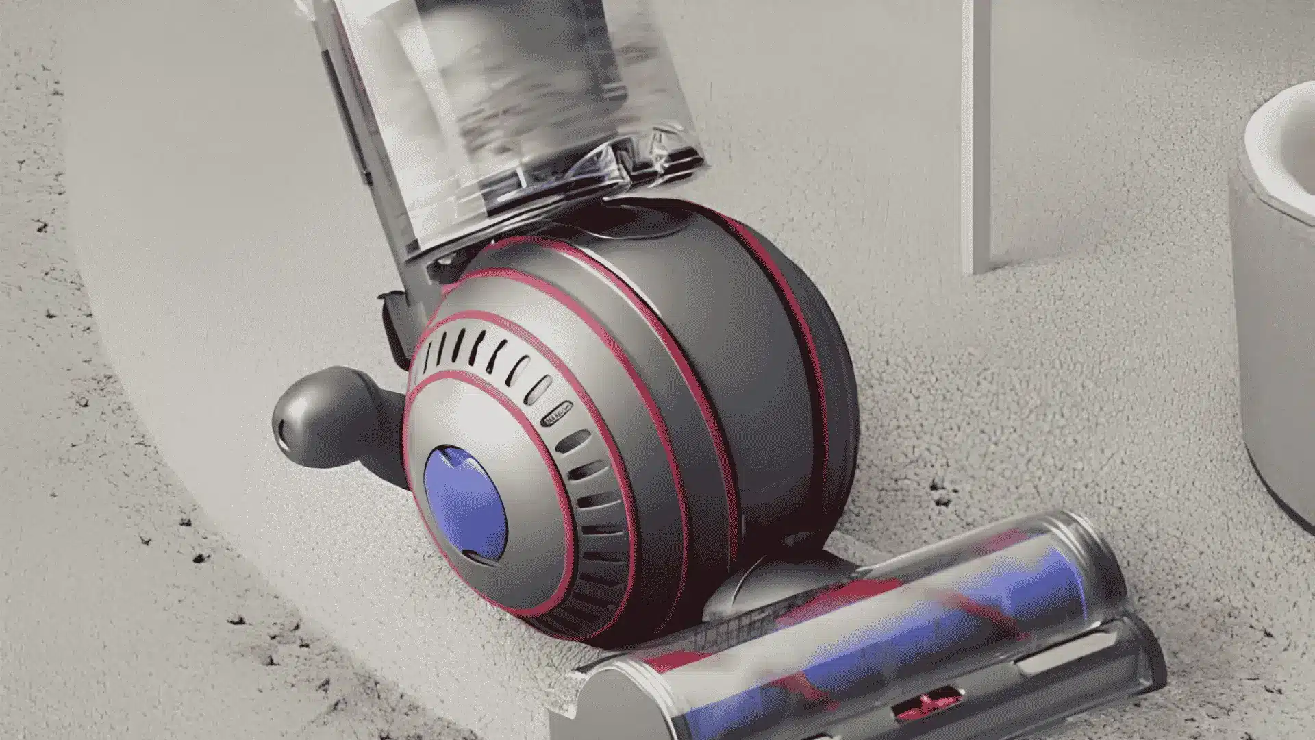 Dyson Ball Animal 3 vacuum using Ball technology to clean around curved edges and furniture on carpet flooring