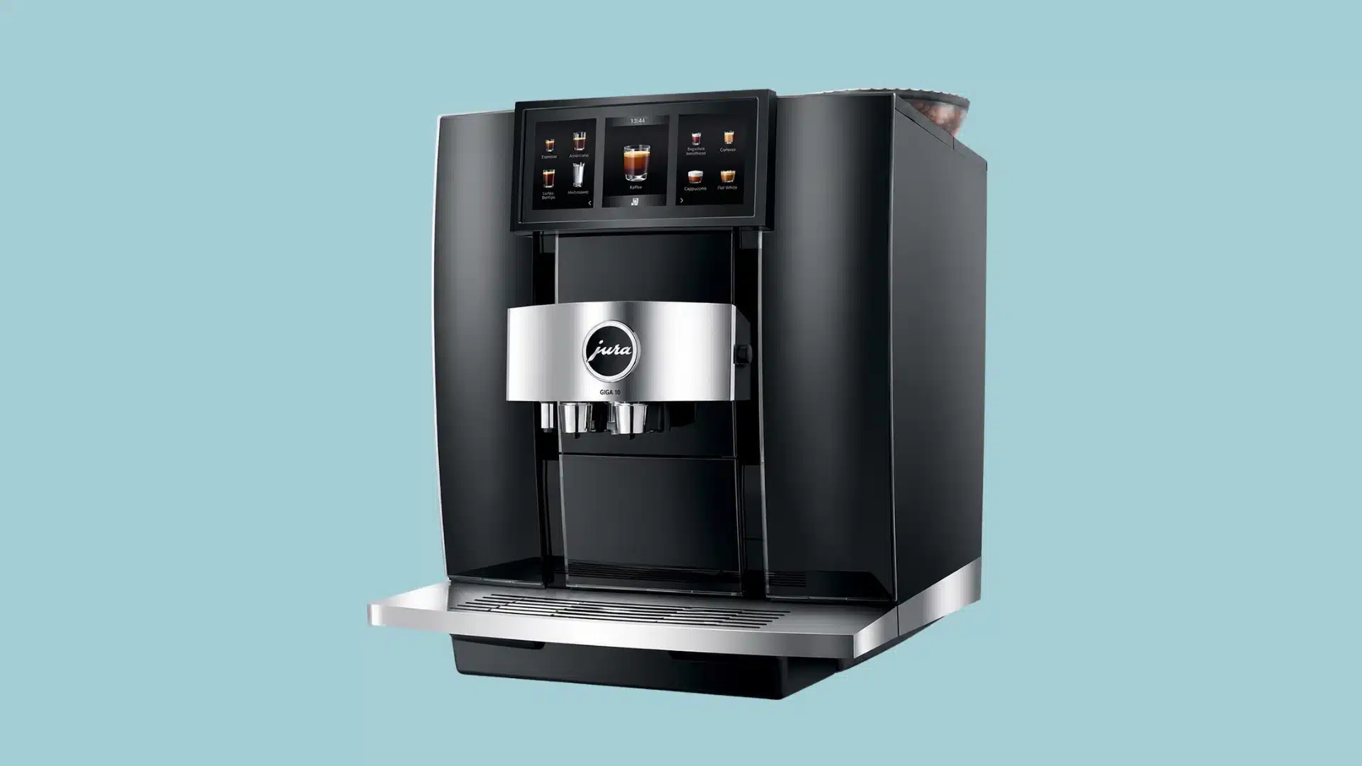 Jura GIGA 10 automatic coffee machine product image without glasses on drip tray