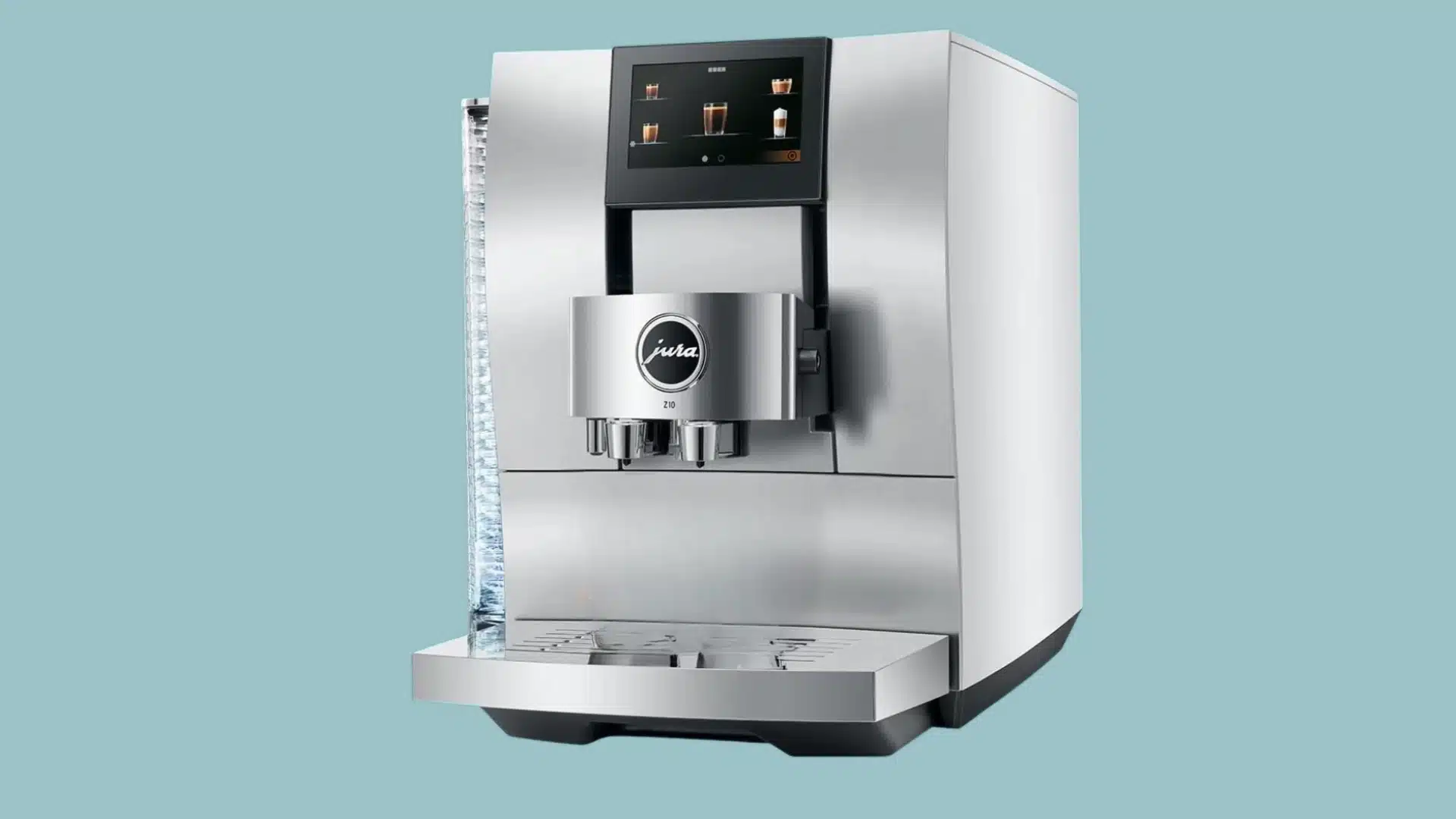 Jura Z10 automatic coffee machine with touchscreen display and sleek silver finish