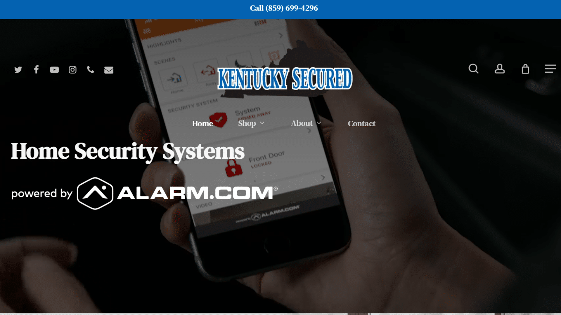 kentucky secured website promoting home security systems with mobile app monitoring
