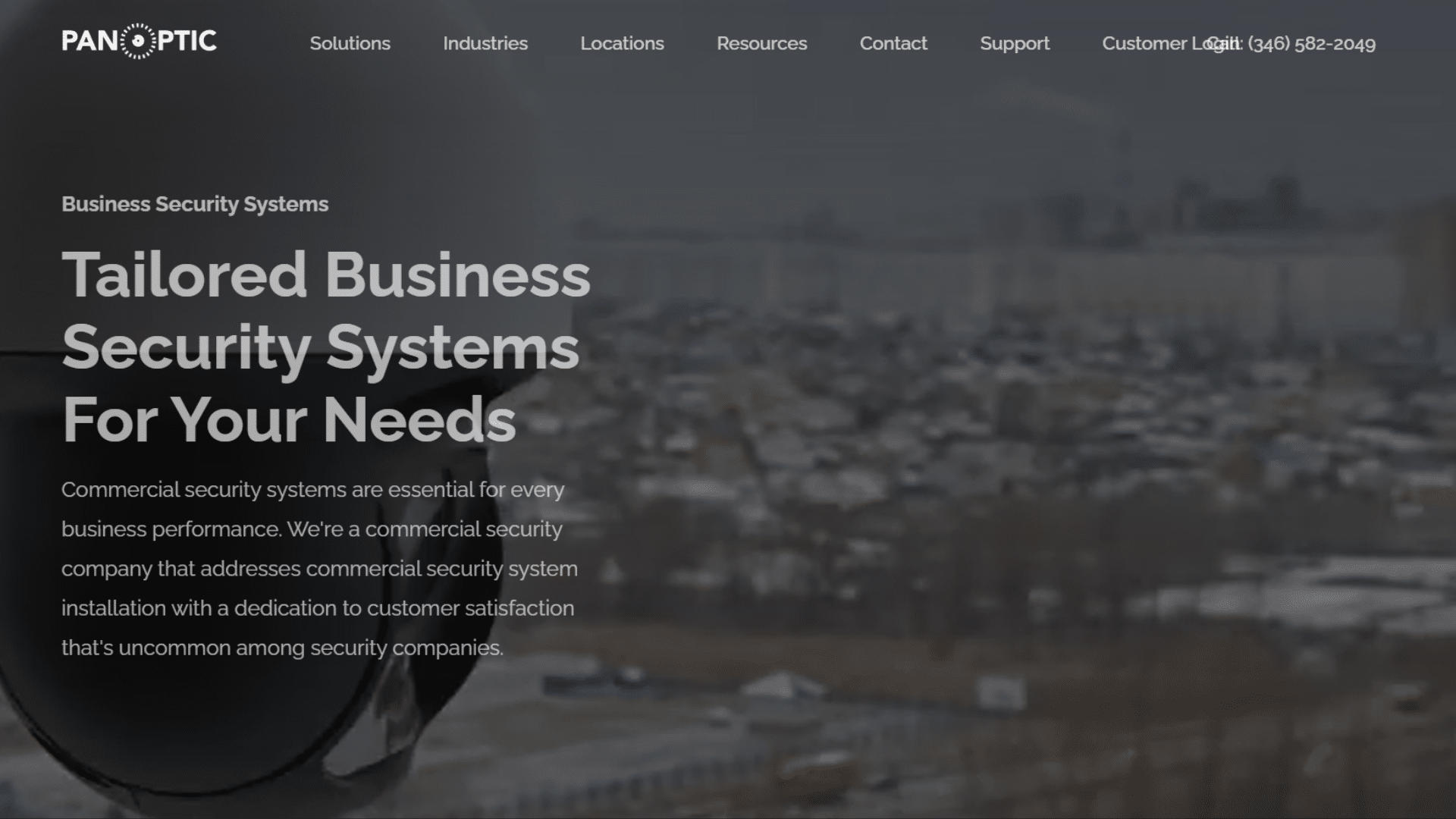 panoptic website showcasing tailored business security systems for commercial properties