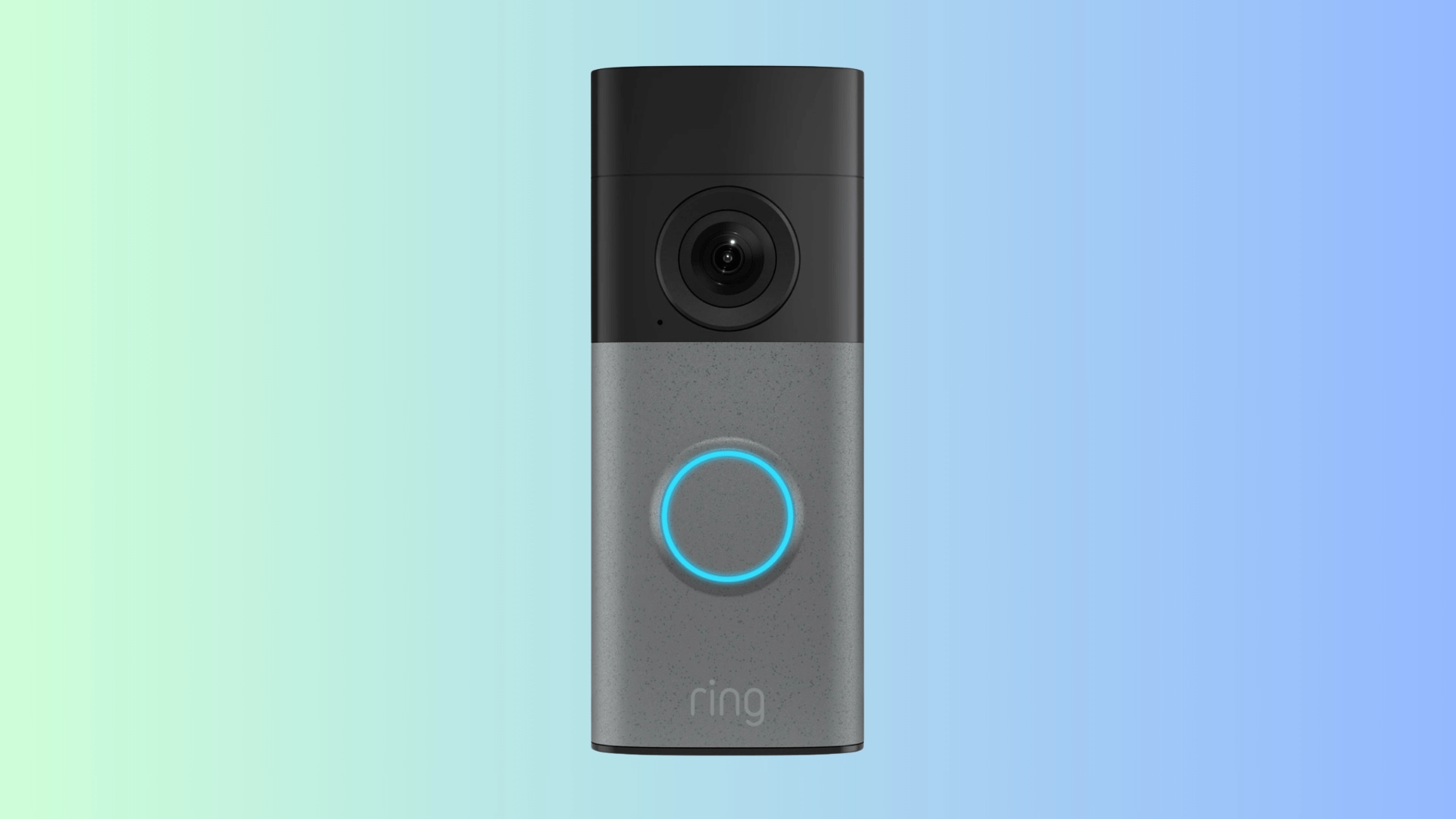 Ring Video Doorbell Wired front view on a blue and green gradient background for entry level wired doorbell pick