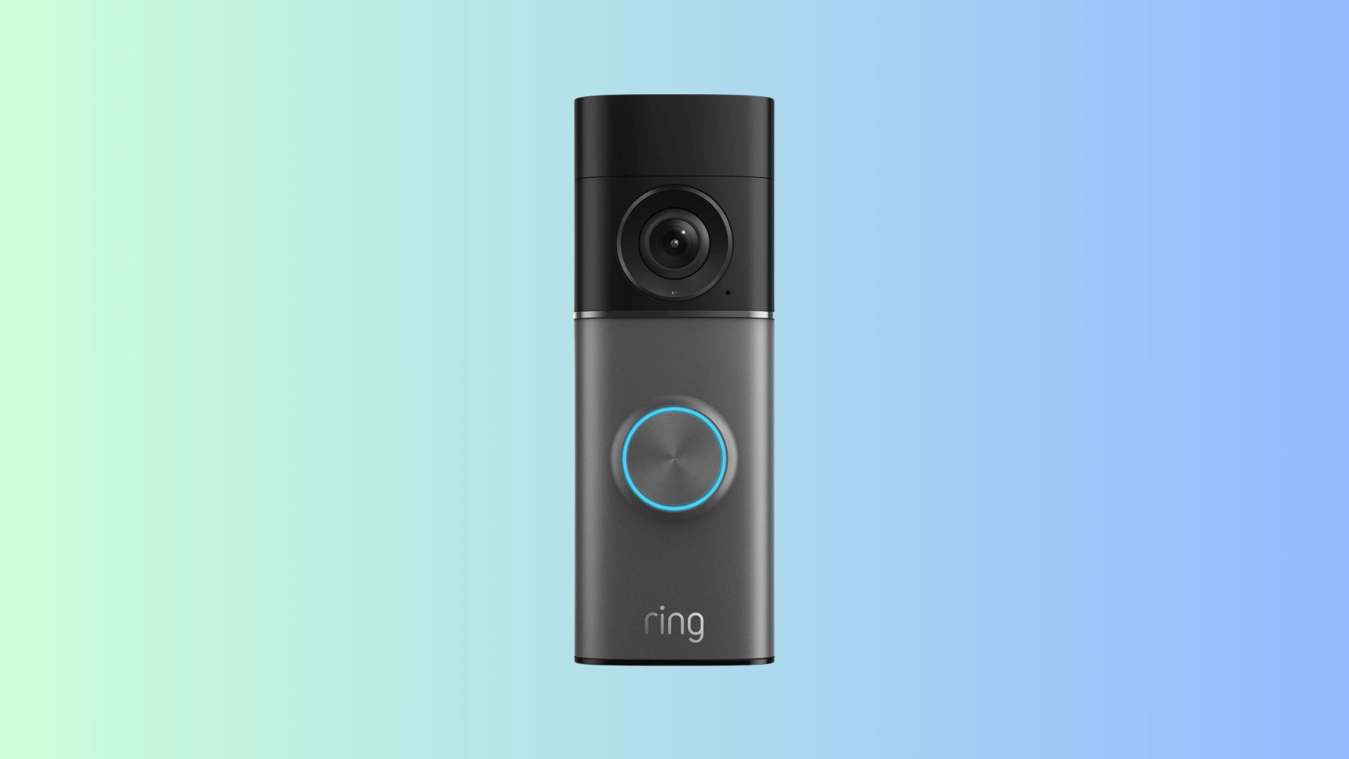 Ring Wired Doorbell Pro front view on a blue and green gradient background for best Ring video quality pick