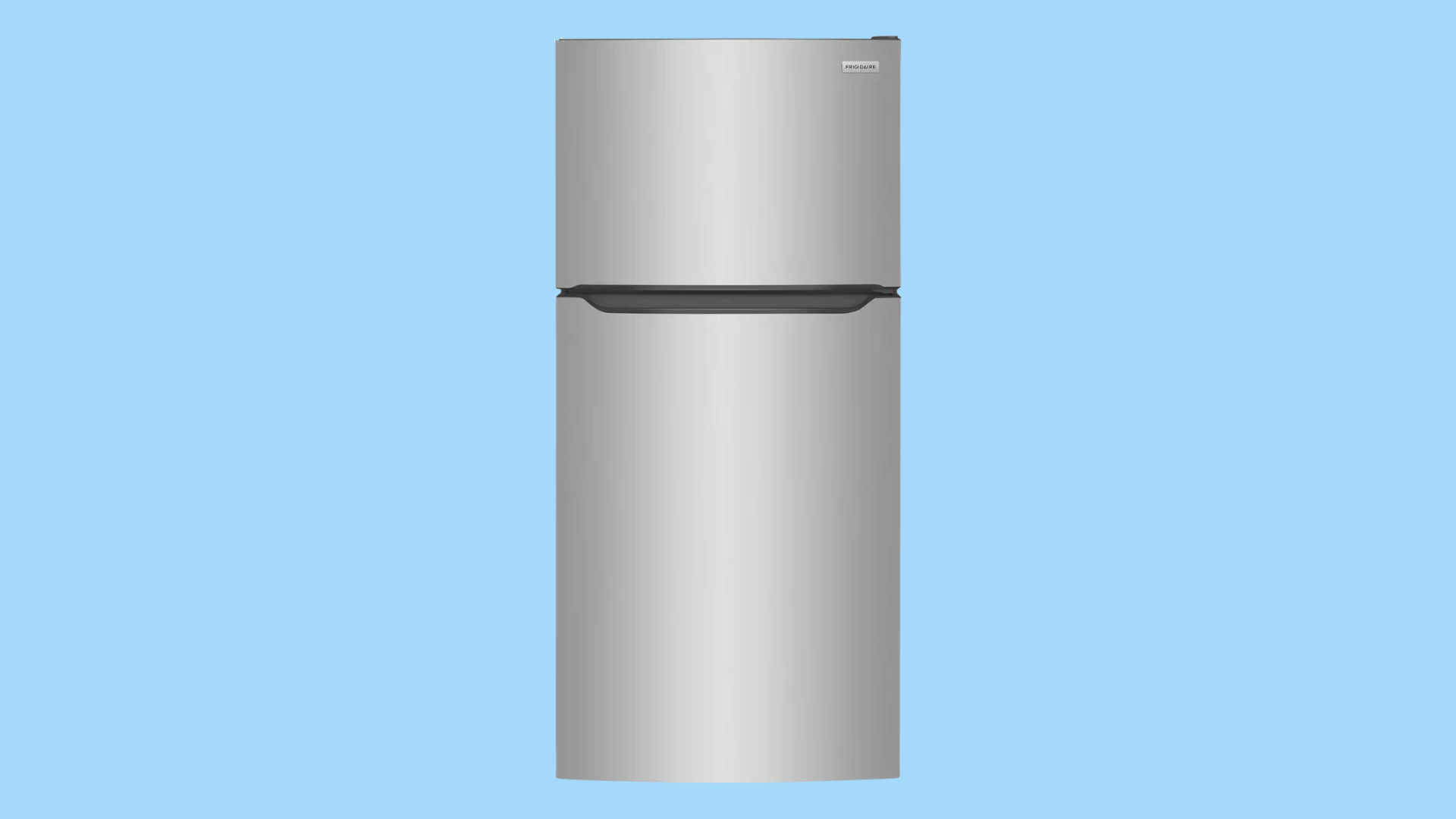silver top freezer refrigerator with a brushed metal finish featuring a compact design and clean modern appearance for home kitchens (1)
