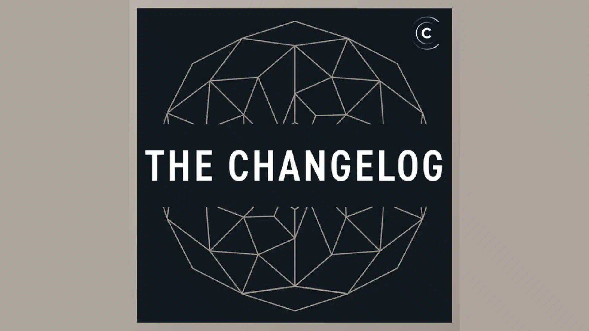 The Changelog podcast cover art with geometric line design on a dark background