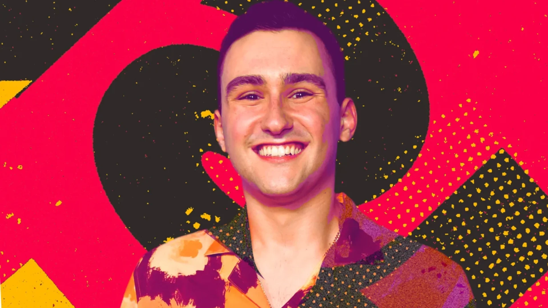 TikTok tech influencer Frank McShan smiling against a colorful graphic background