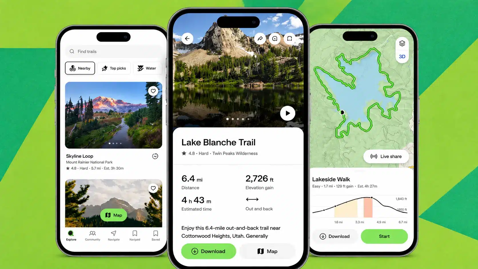 alltrails app showing hiking trails maps and outdoor routes for road trip stops