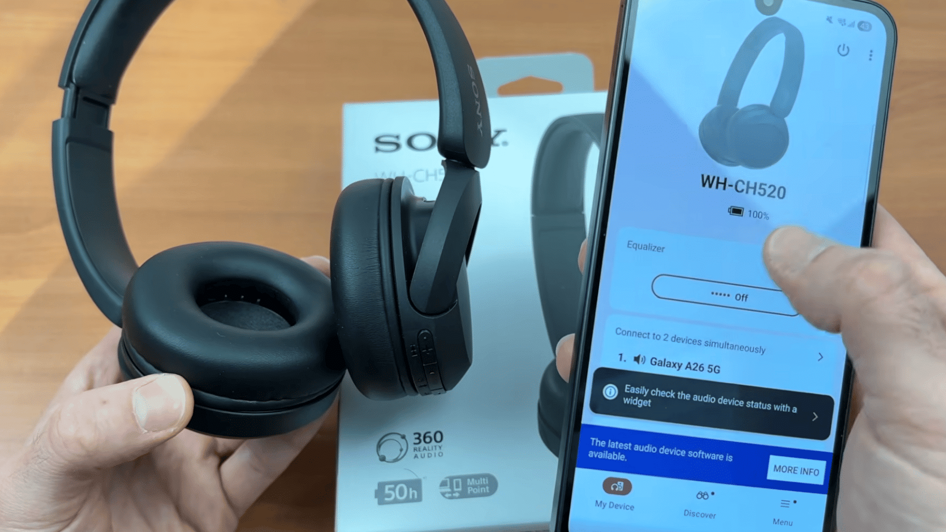 an android phone showing sony wh ch520 headphone settings after a successful bluetooth connection setup
