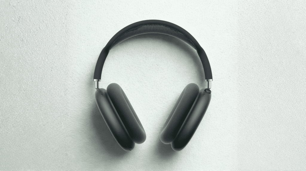 apple airpods max headphones displayed against a light background showing the over ear design and premium build