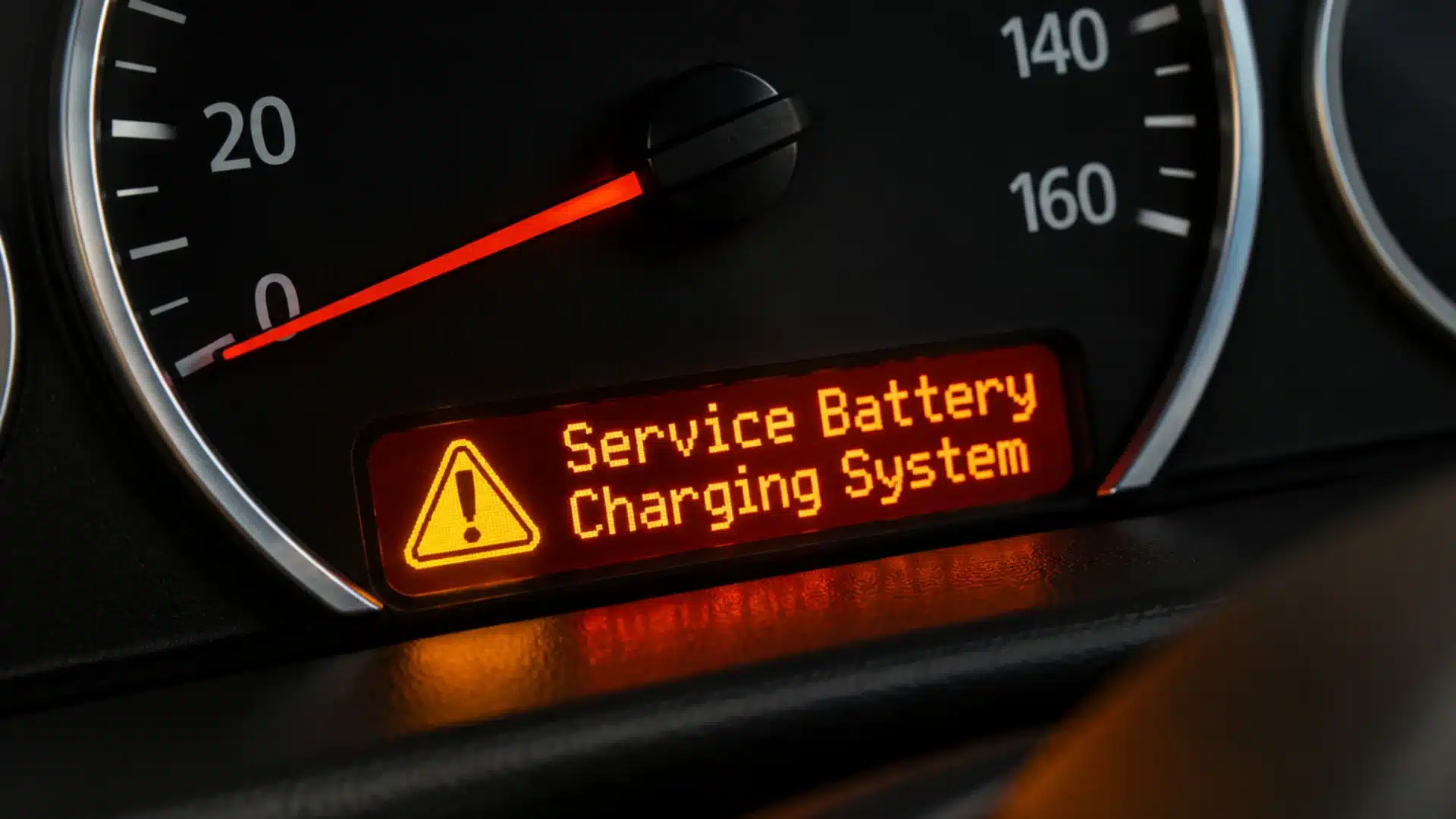 Car dashboard with service warning displayed