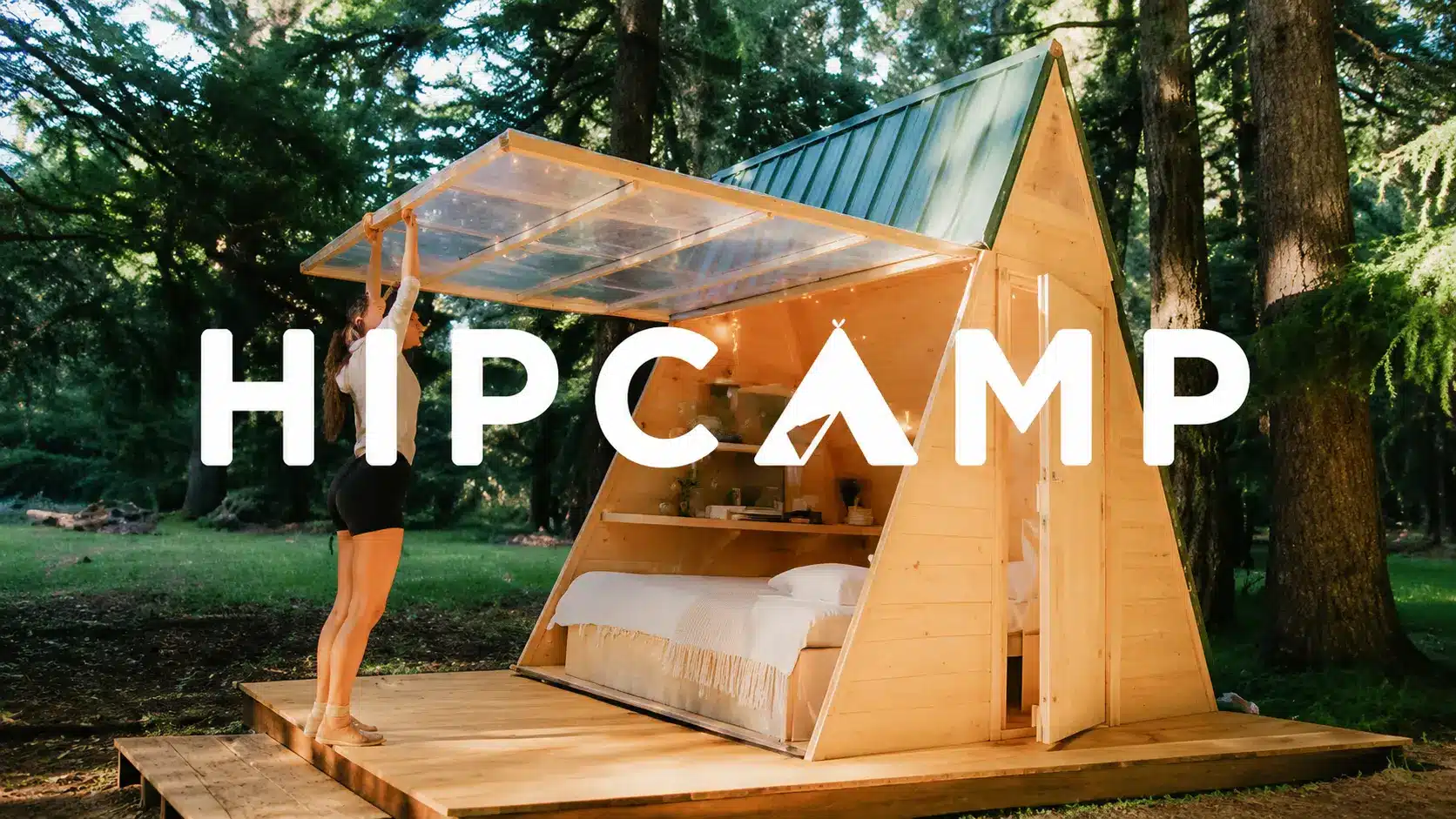 hipcamp outdoor stay with a forest cabin setup for camping during a road trip