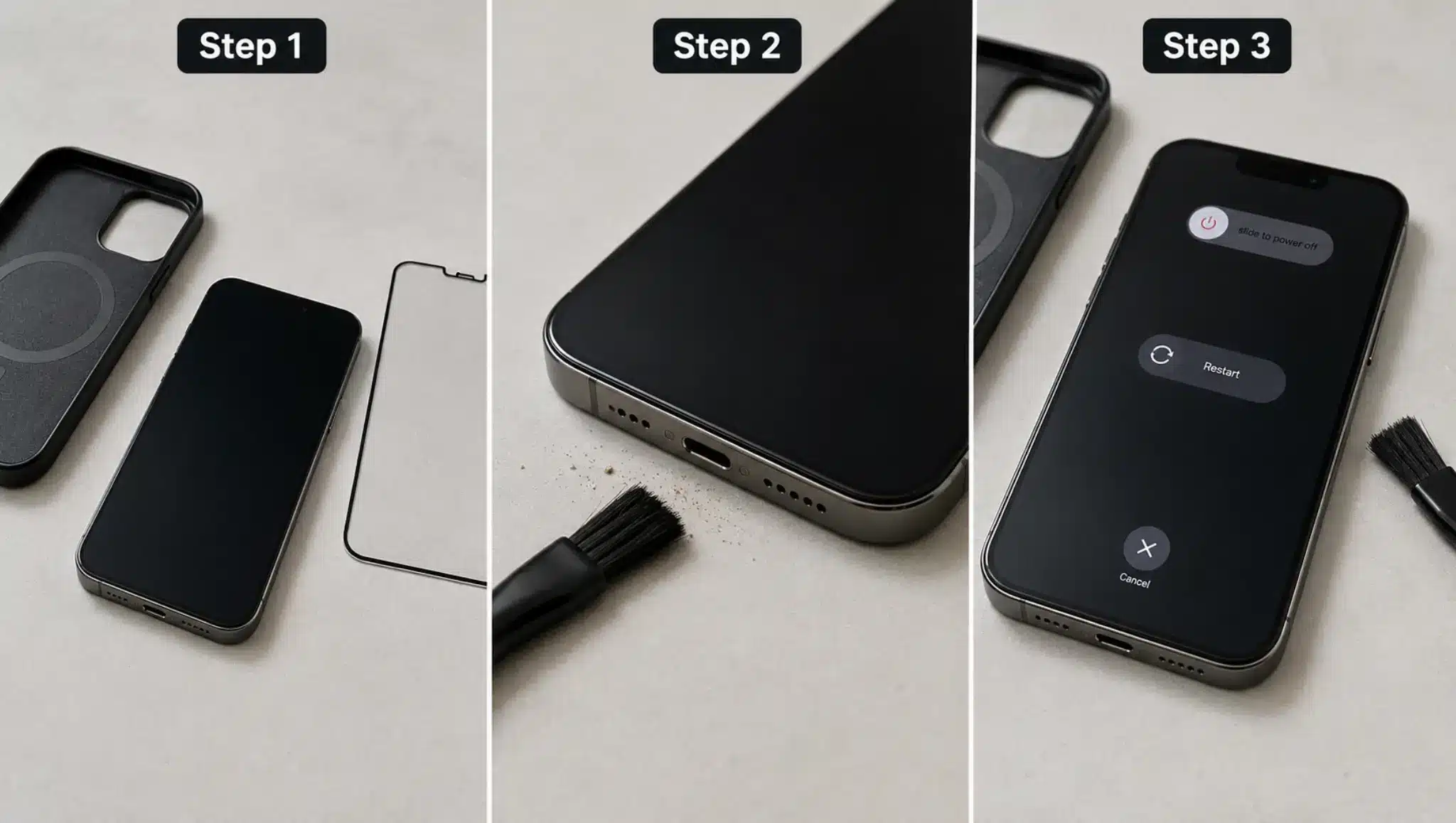how to fix phone microphone collage showing case removal mic cleaning and phone restart on a clean des