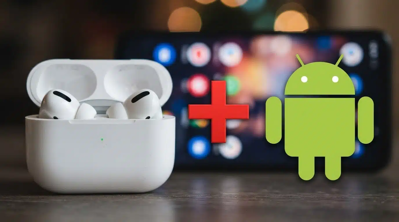 airpods and android phone showing wireless