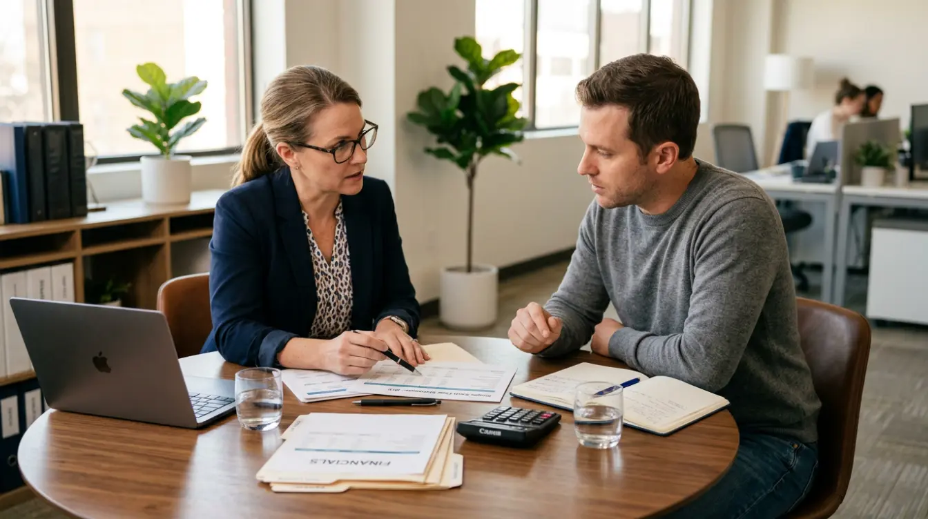 junior accountant learning to check ai results with guidance from an experienced mentor