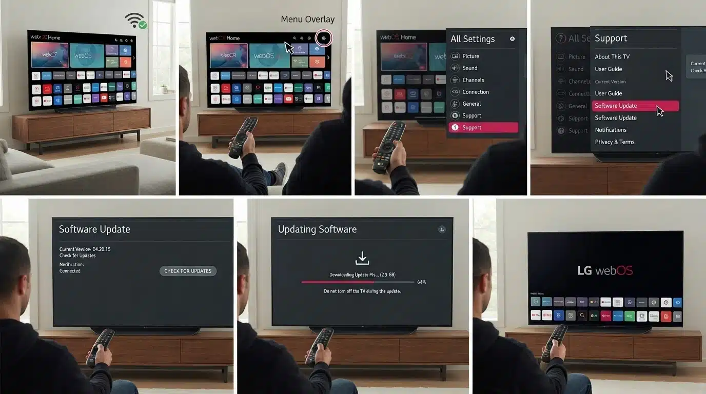 lg tv manual software update steps using internet connection and remote control