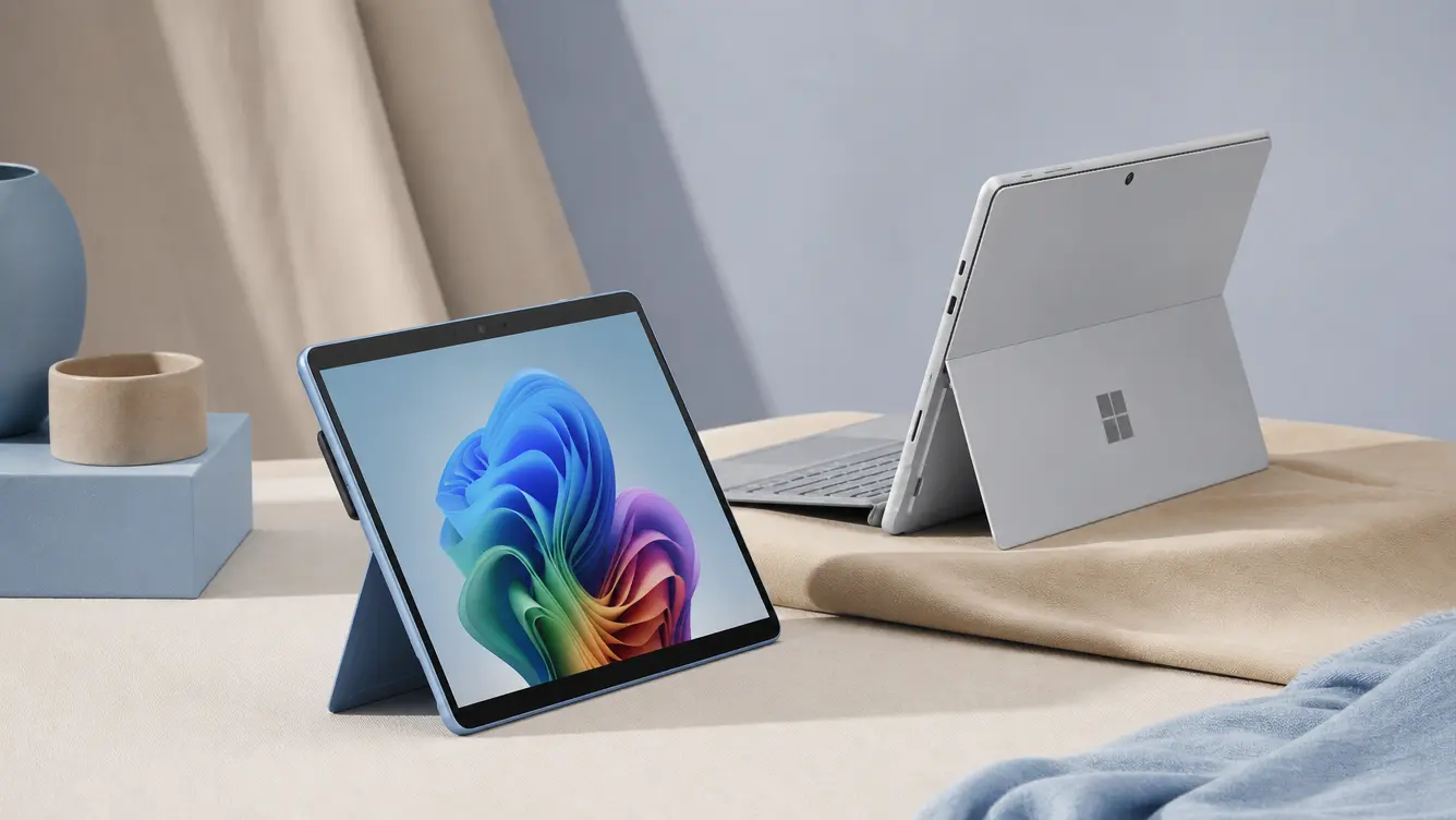 microsoft surface pro 12th edition models with keyboards kickstands pens and official logos