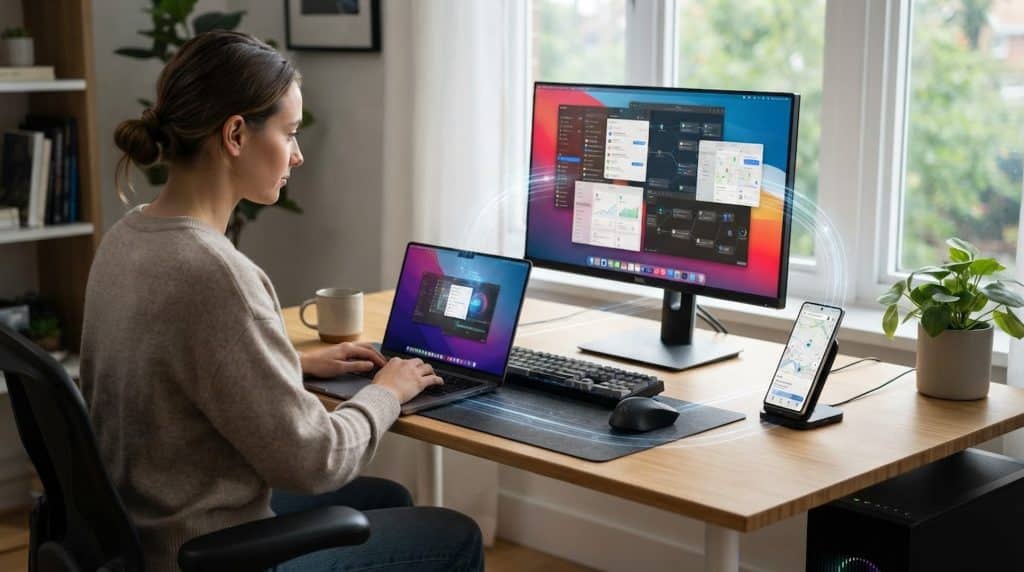modern devices connected through an operating system managing hardware and software functions