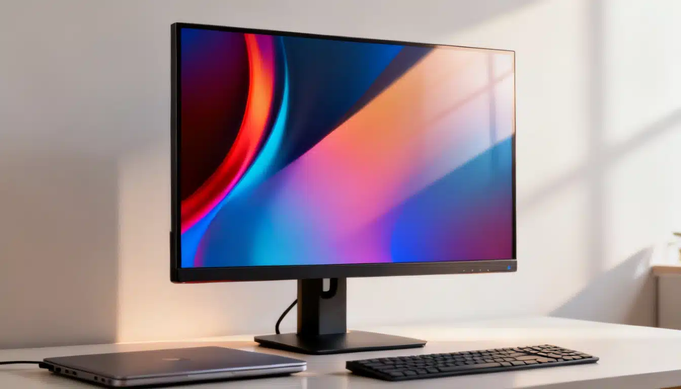 modern ips monitor displaying vibrant colors on a clean desk setup