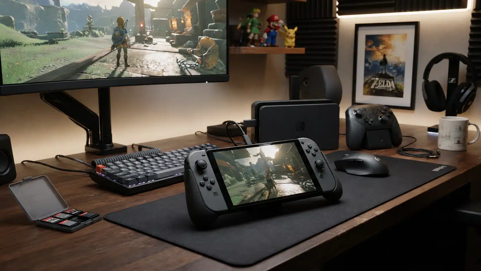 nintendo switch 2 console with controllers and gaming setup showing modern handheld gaming experience (2)