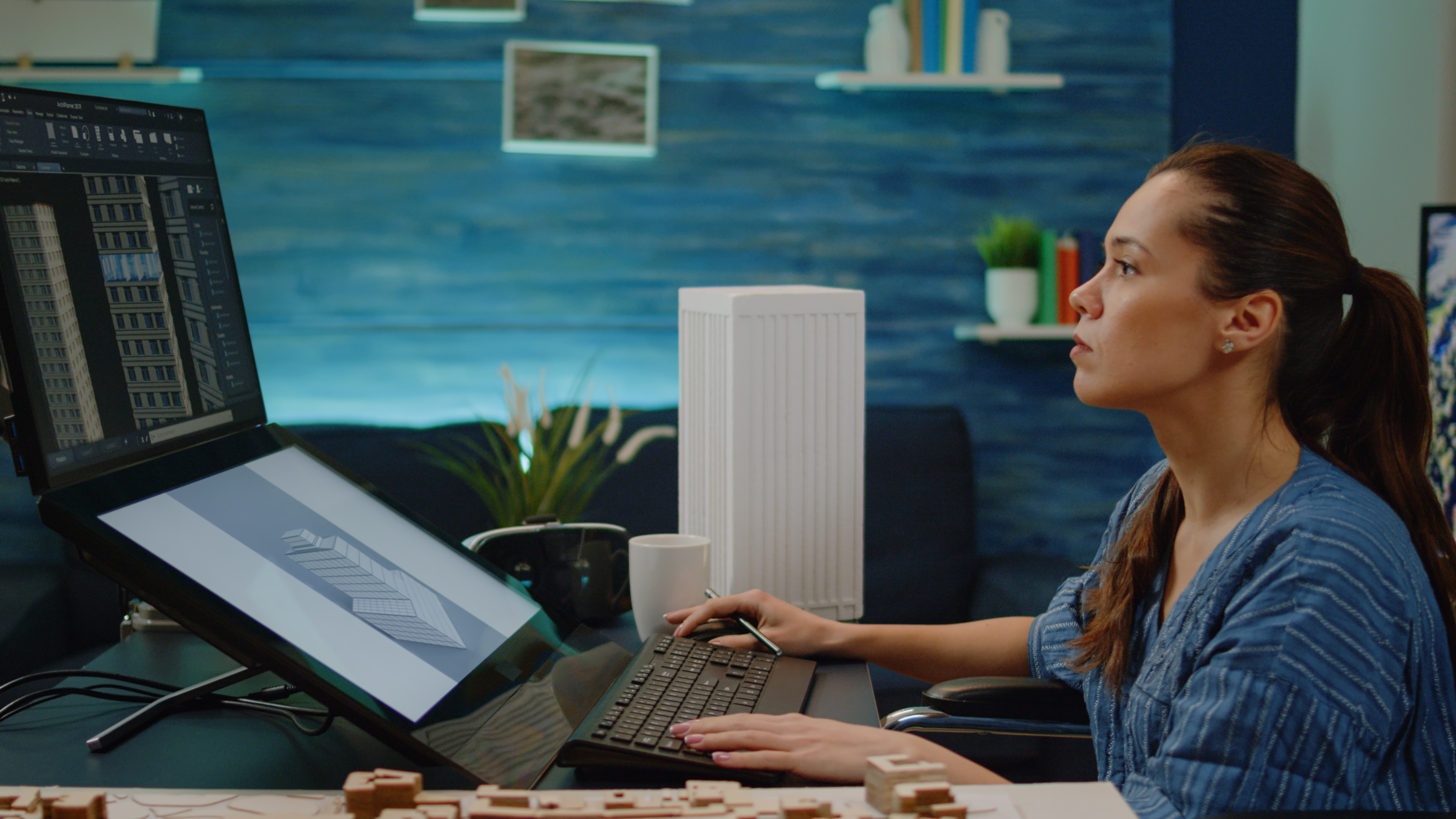 person printing a document from laptop with wireless printer in home office setup