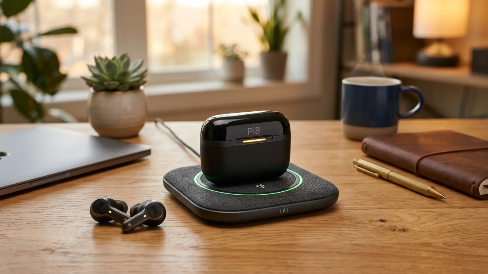Pi8 charging case on a wireless charging pad