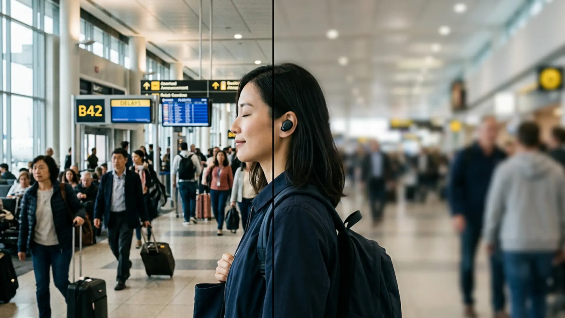 Premium earbuds demonstrating active noise cancellation