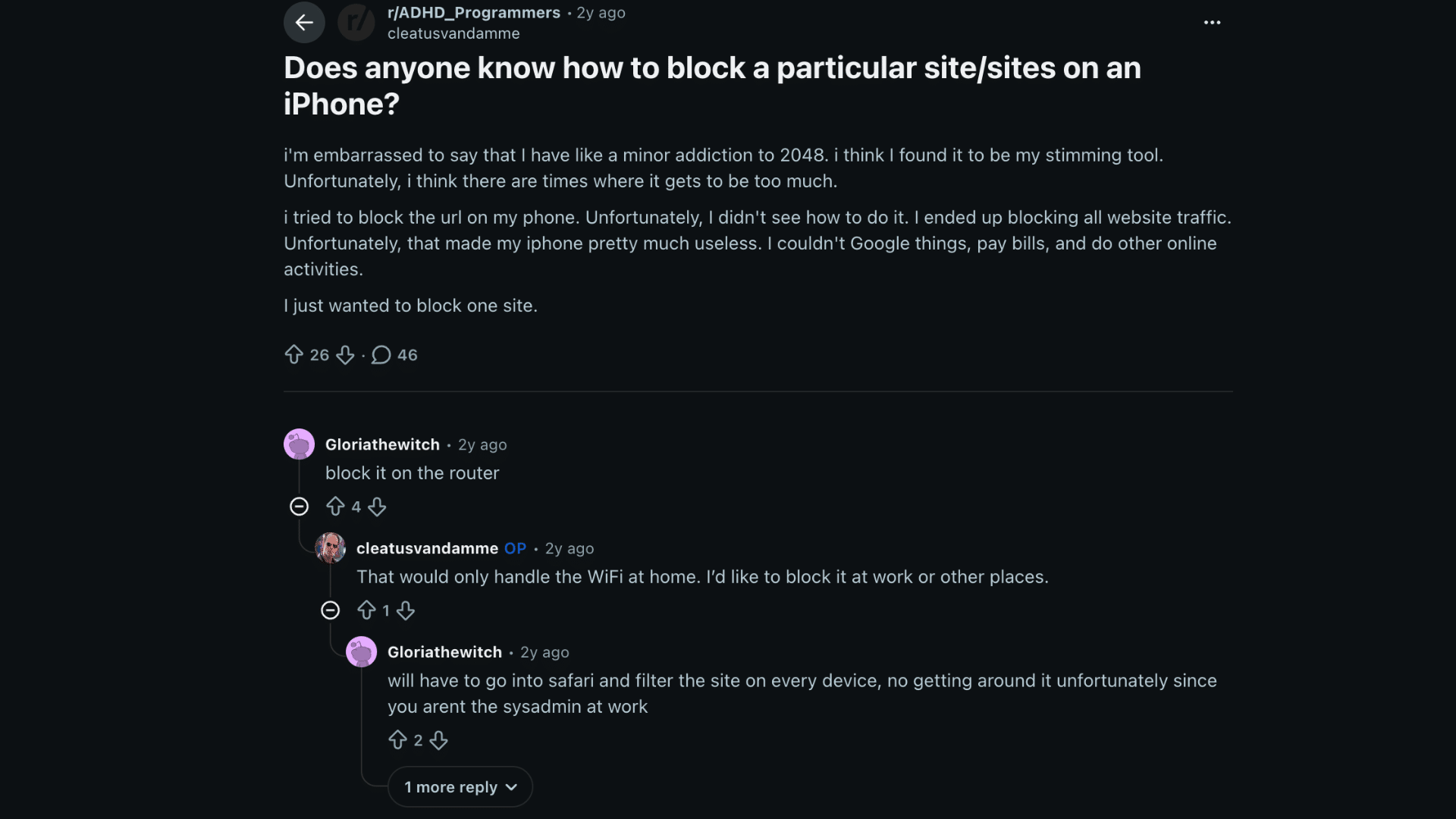 reddit discussions on ways to block specific websites rather than restricting