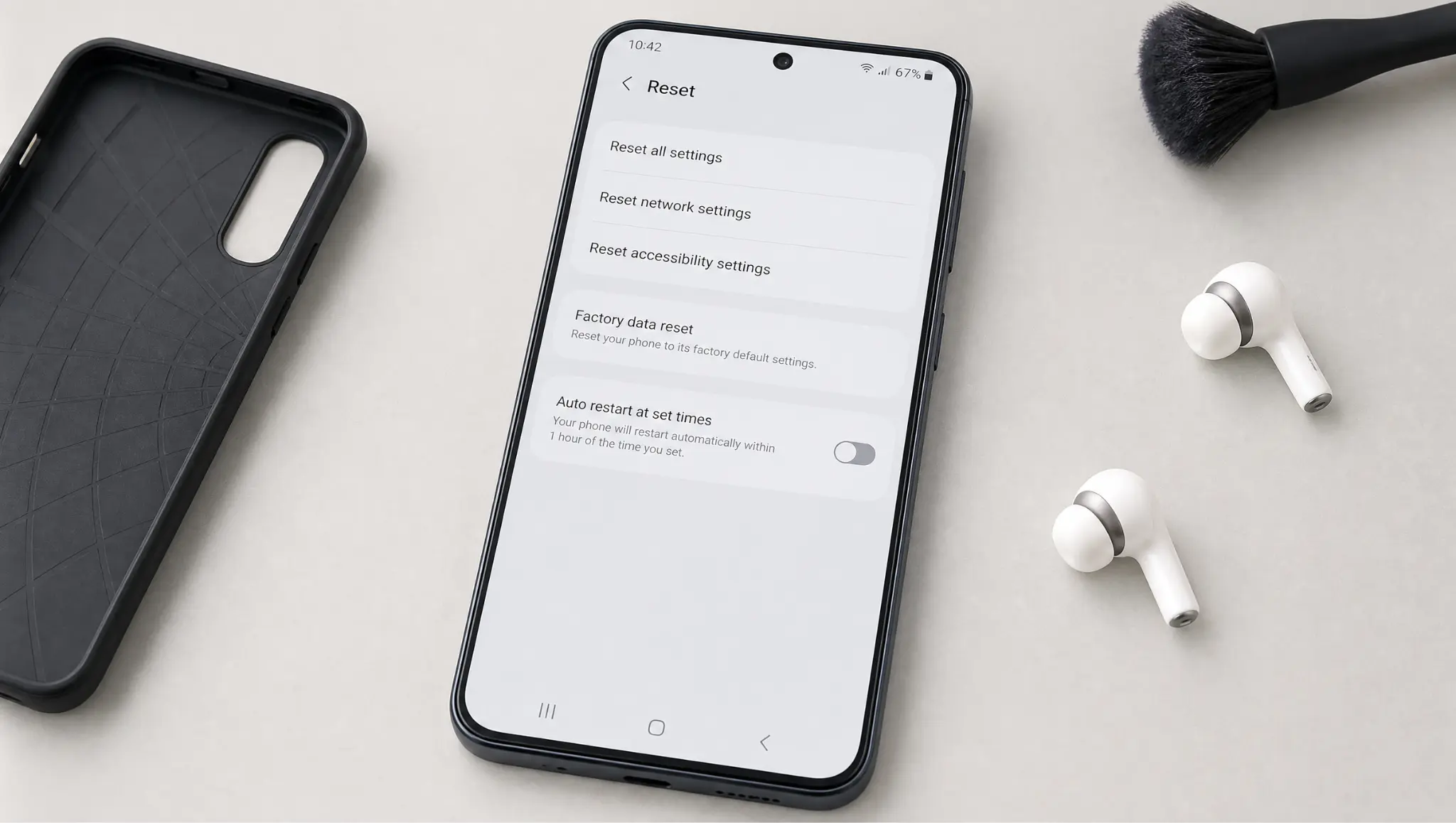 reset settings screen on a phone after basic microphone fixes and testing are complete