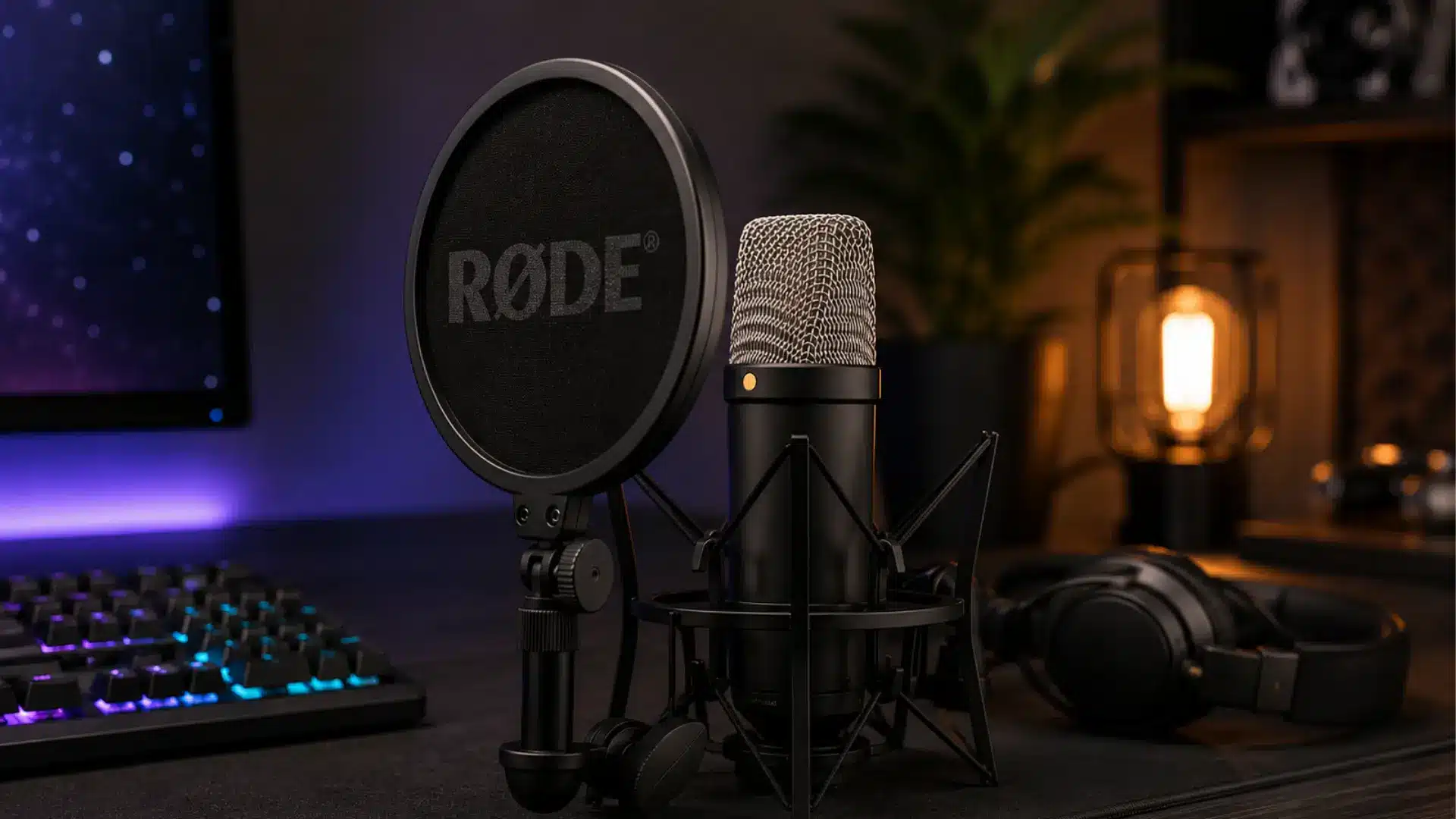 Rode NT1 5th Gen microphone in a clean home studio setup