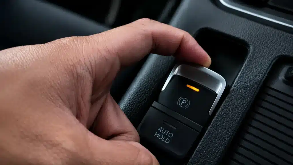 Sleek car console controls in focus