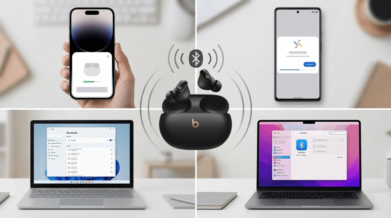 beats earbuds connecting to iphone android windows laptop and mac through bluetooth