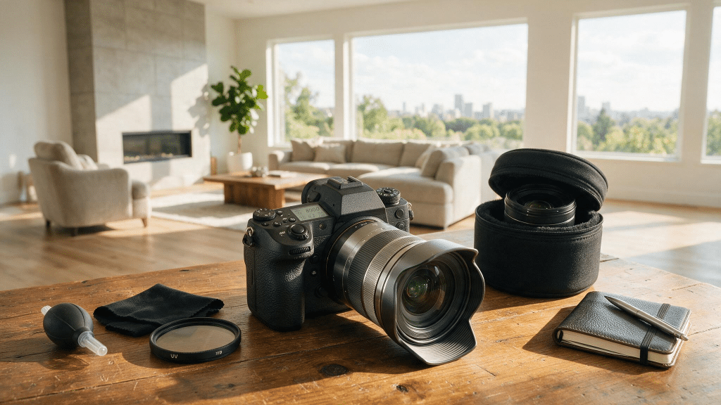 best wide angle lenses camera with multiple lenses on photography table