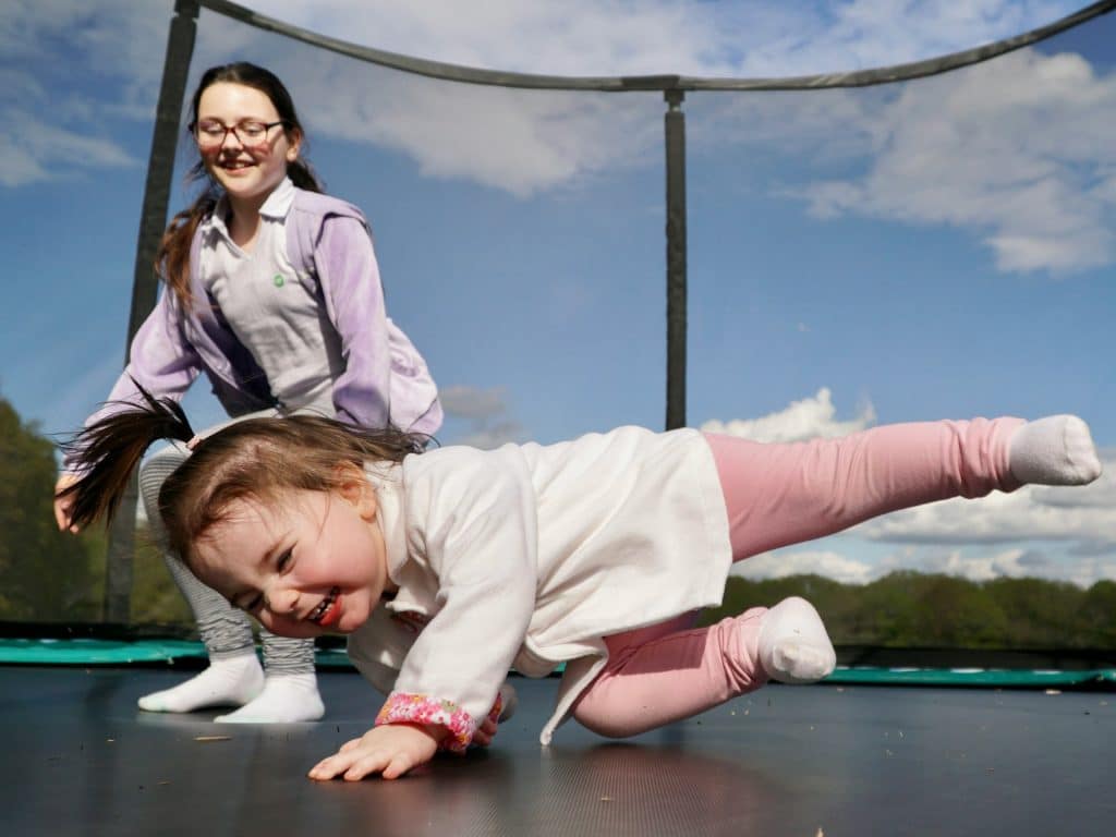 Kid on a trampoline