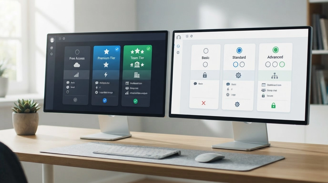 ai subscription plans shown on screens with free and premium feature levels