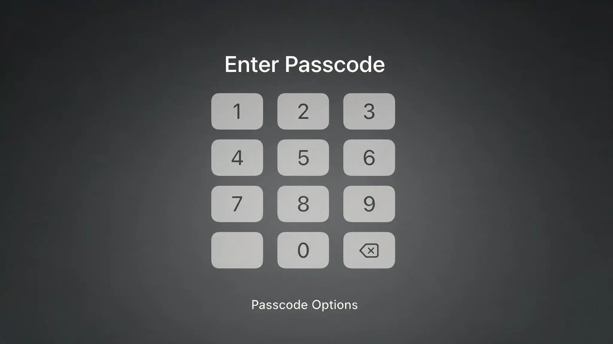 sceenshot of the numeric passcode entry keypad that appears right after tapping face id & passcode