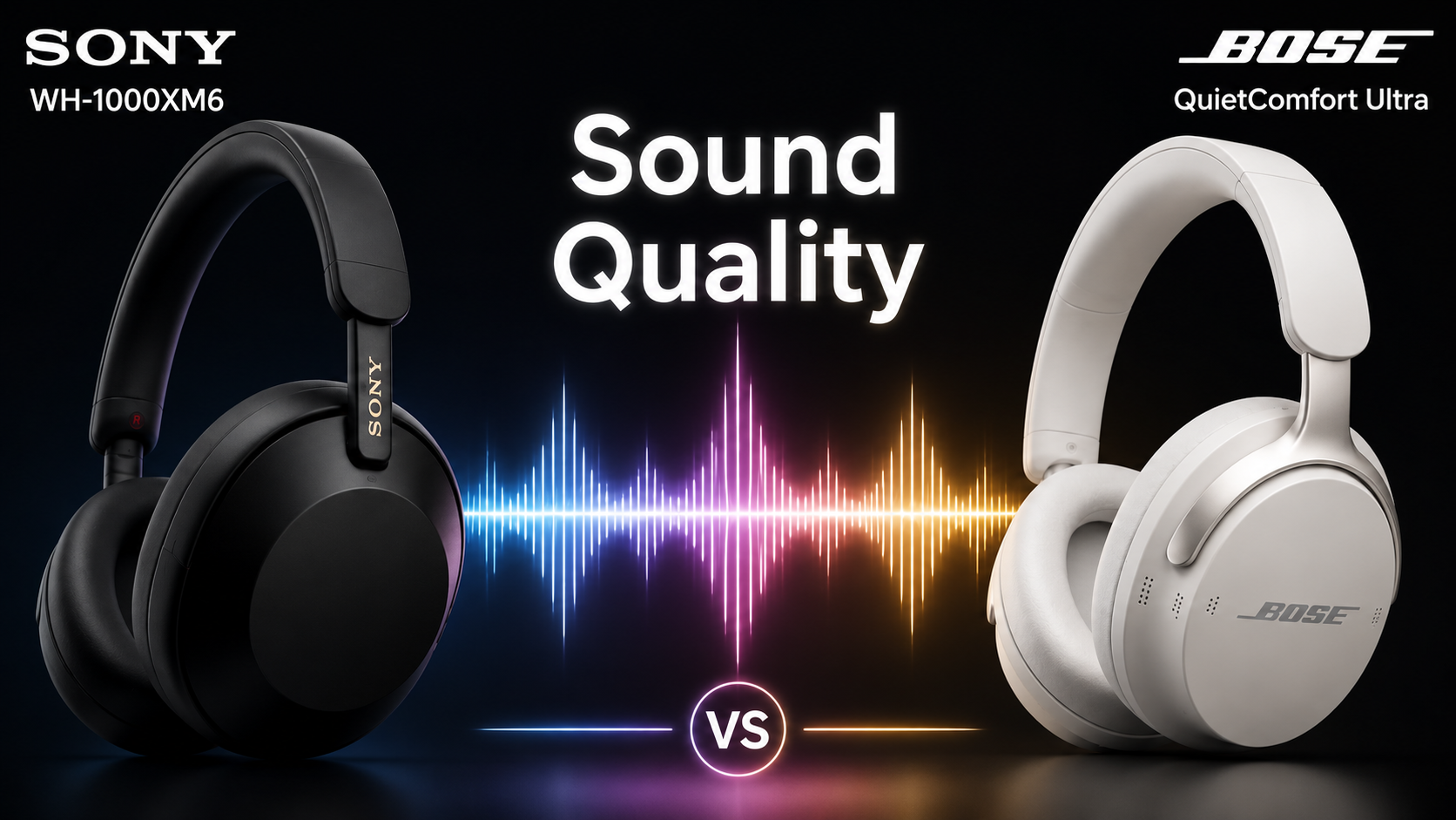 sony wh 1000xm6 and bose quietcomfort ultra headphones comparison image with sound quality focus