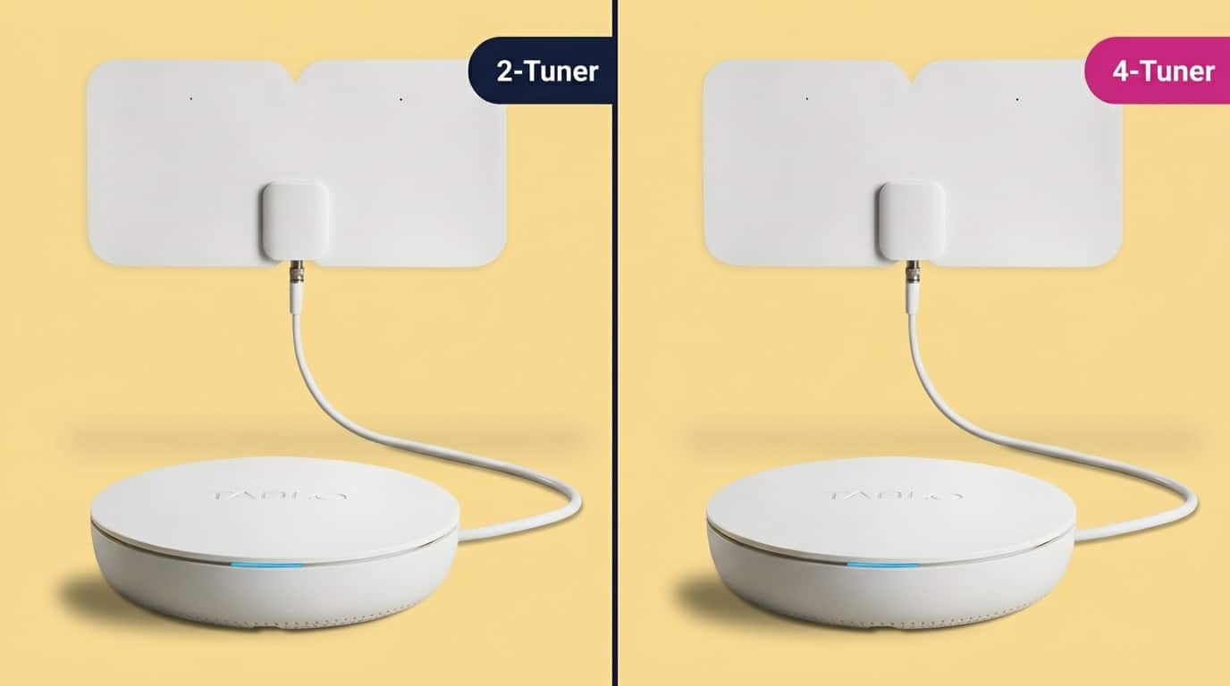 tablo 4th generation two tuner and four tuner models with antenna setup comparison