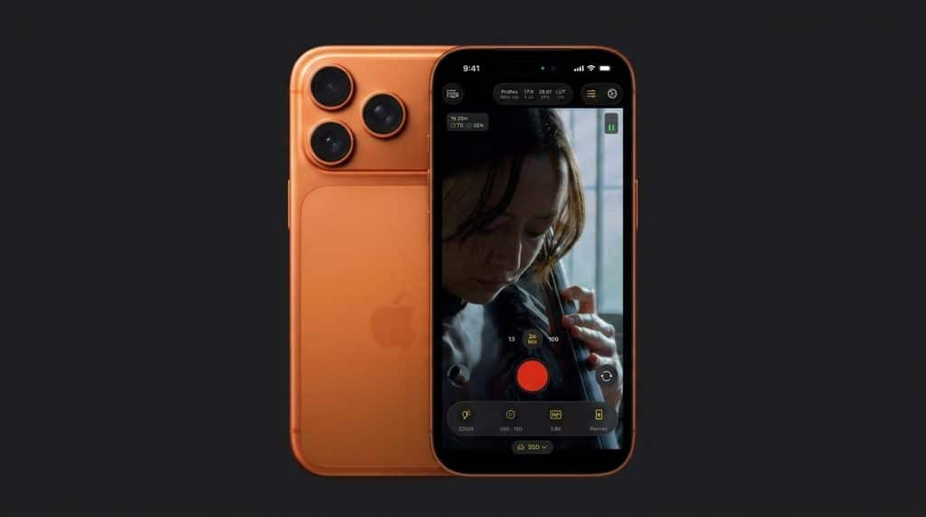 iphone pro camera setup showing advanced camera controls and video recording preview on the phone screen