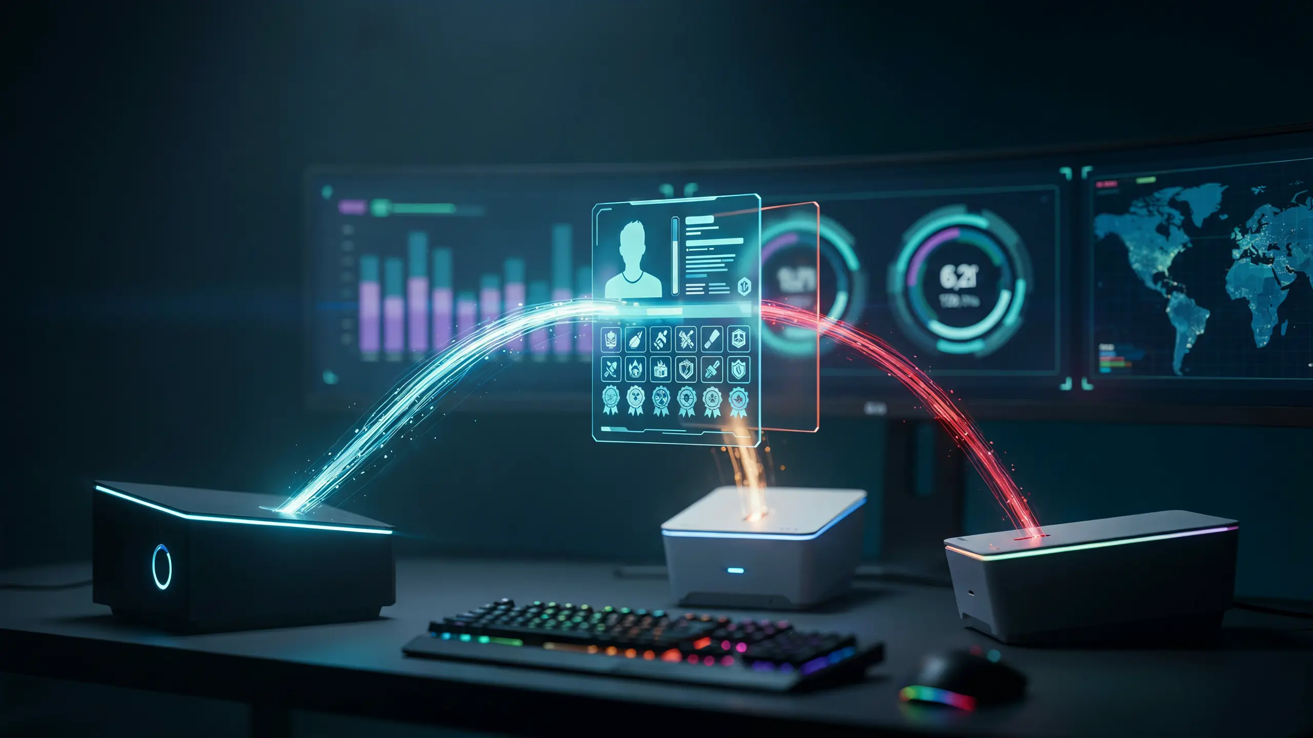 gaming profile migration concept showing transferred progress and platform compatibility limits