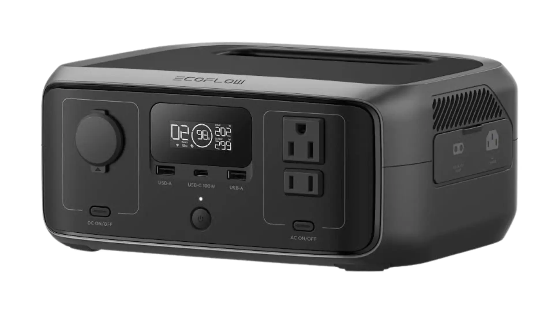 ecoflow portable power station with digital display usb ports and ac outlets for backup power