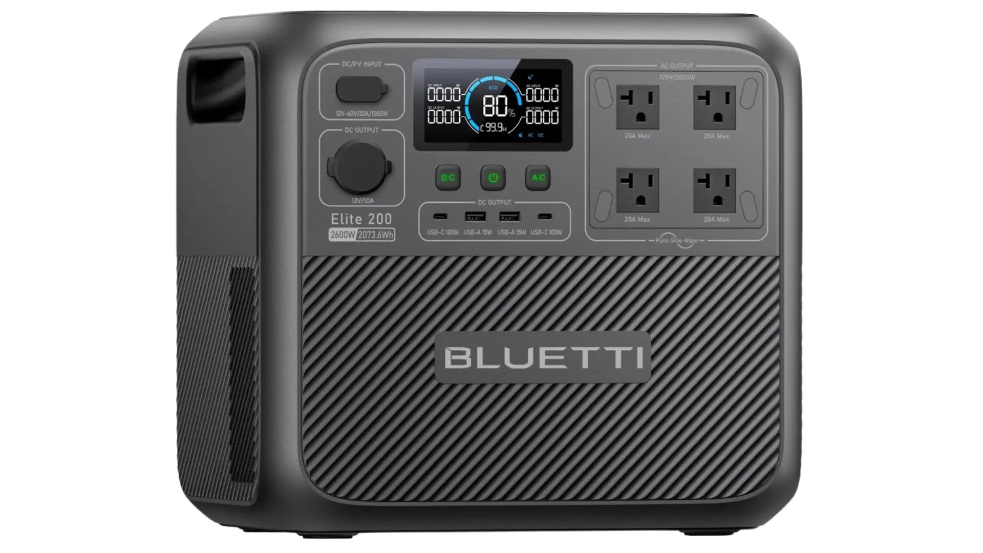 bluetti elite 200 v2 portable power station with large display ac outlets and backup power capacity
