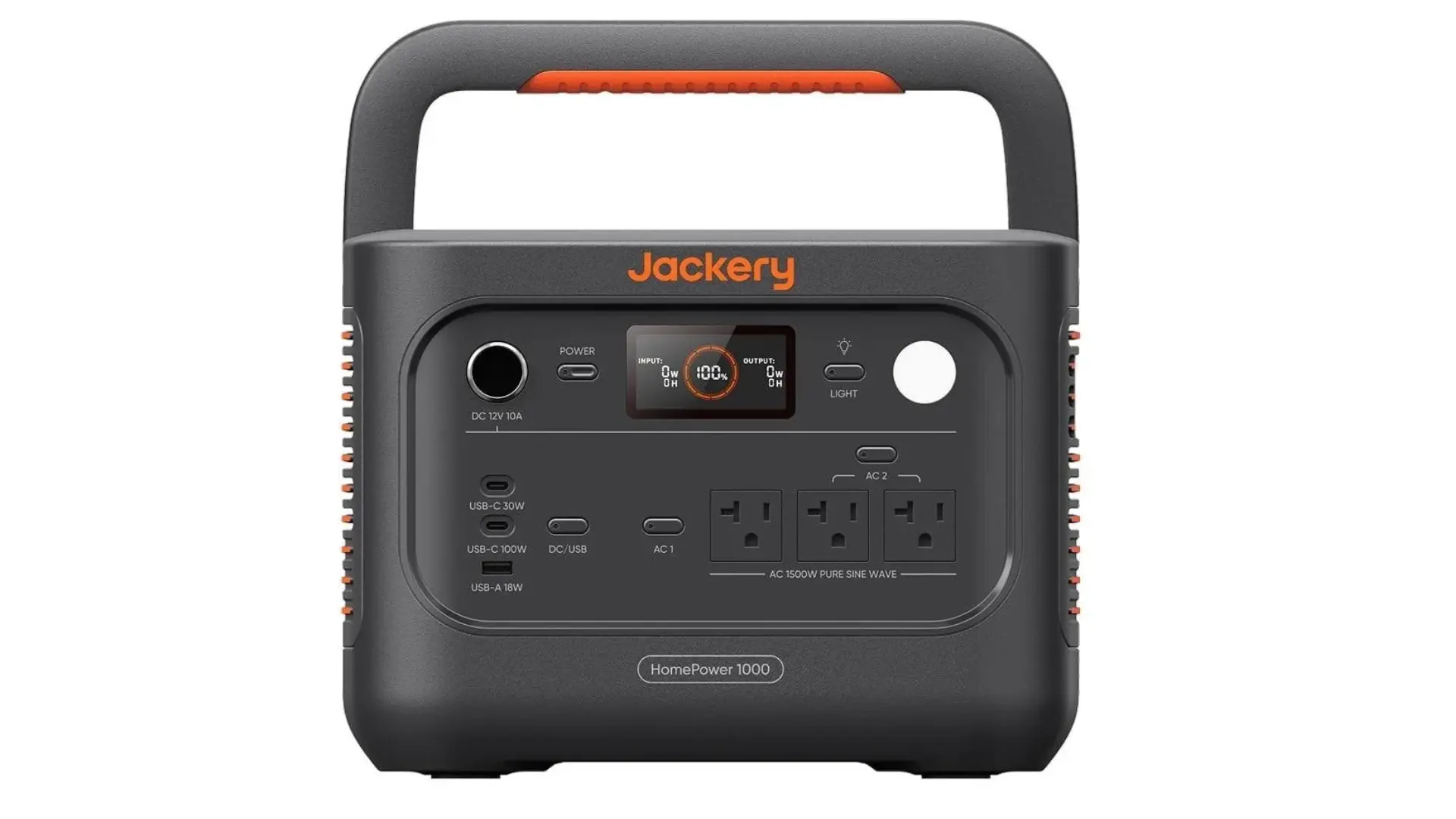 jackery homepower 1000 portable power station with display screen outlets usb ports and carry handle for backup power
